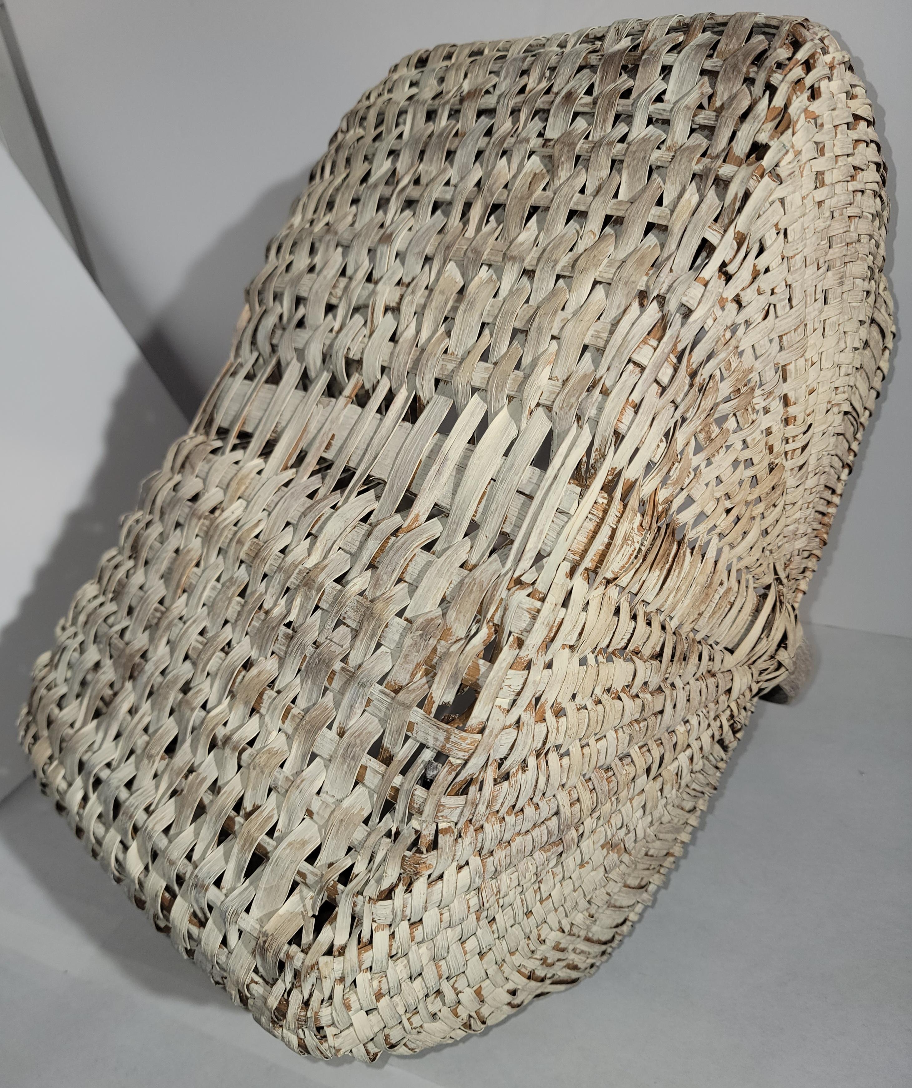 Wood Late 19thc Original White Painted Basket For Sale