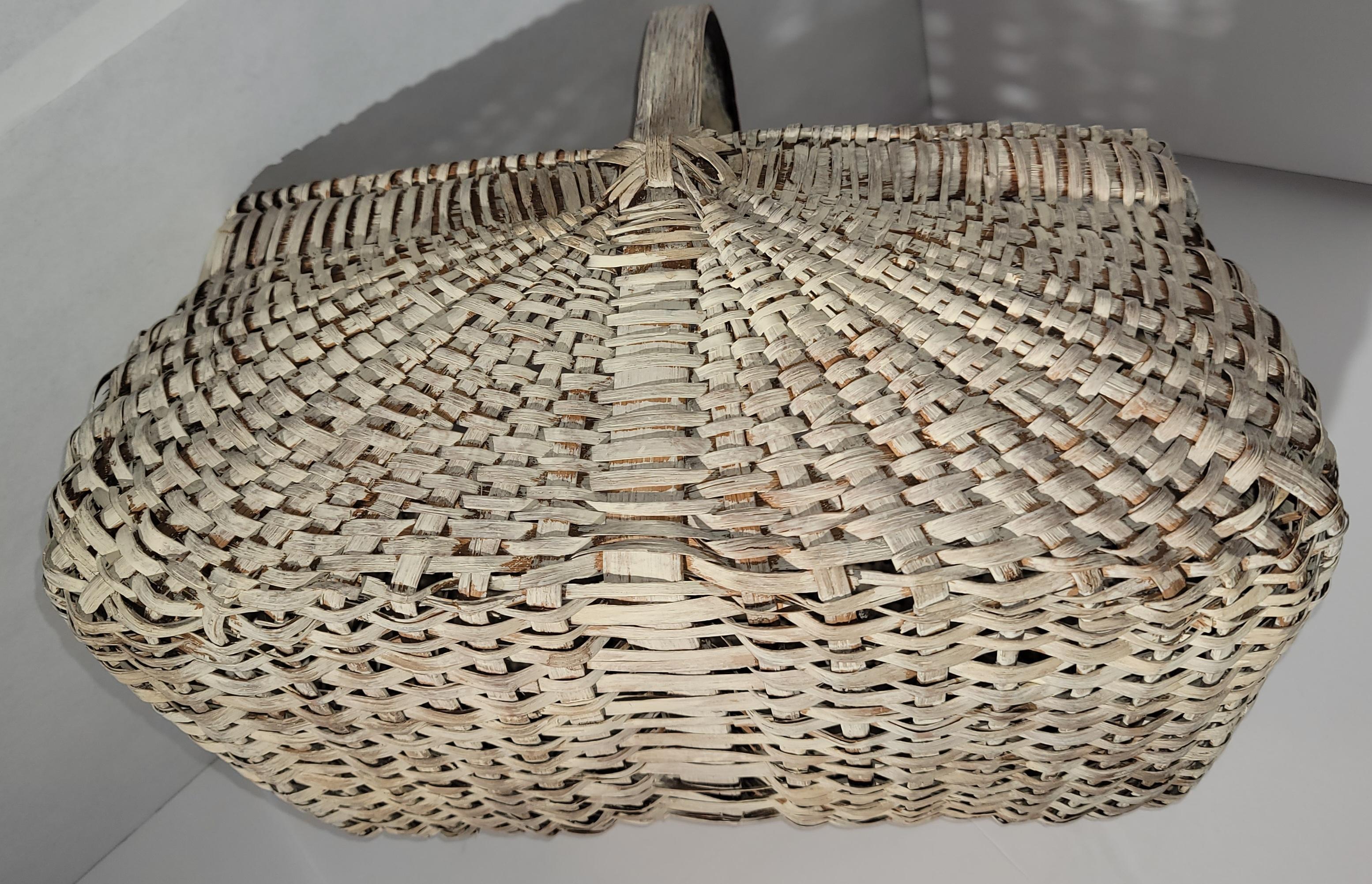 Late 19thc Original White Painted Basket For Sale 1