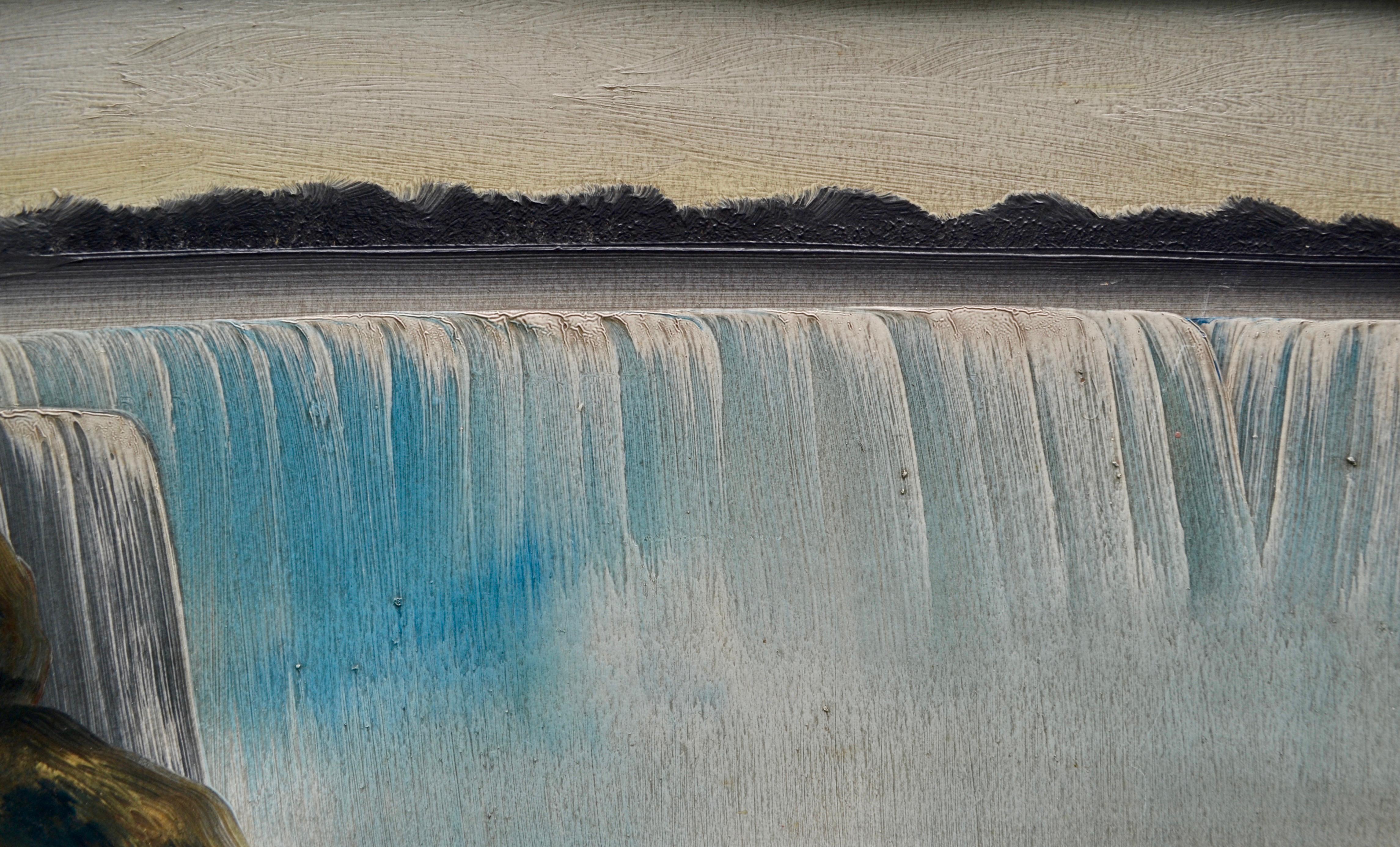 American Late 19th Century Painting on board of Niagara Falls