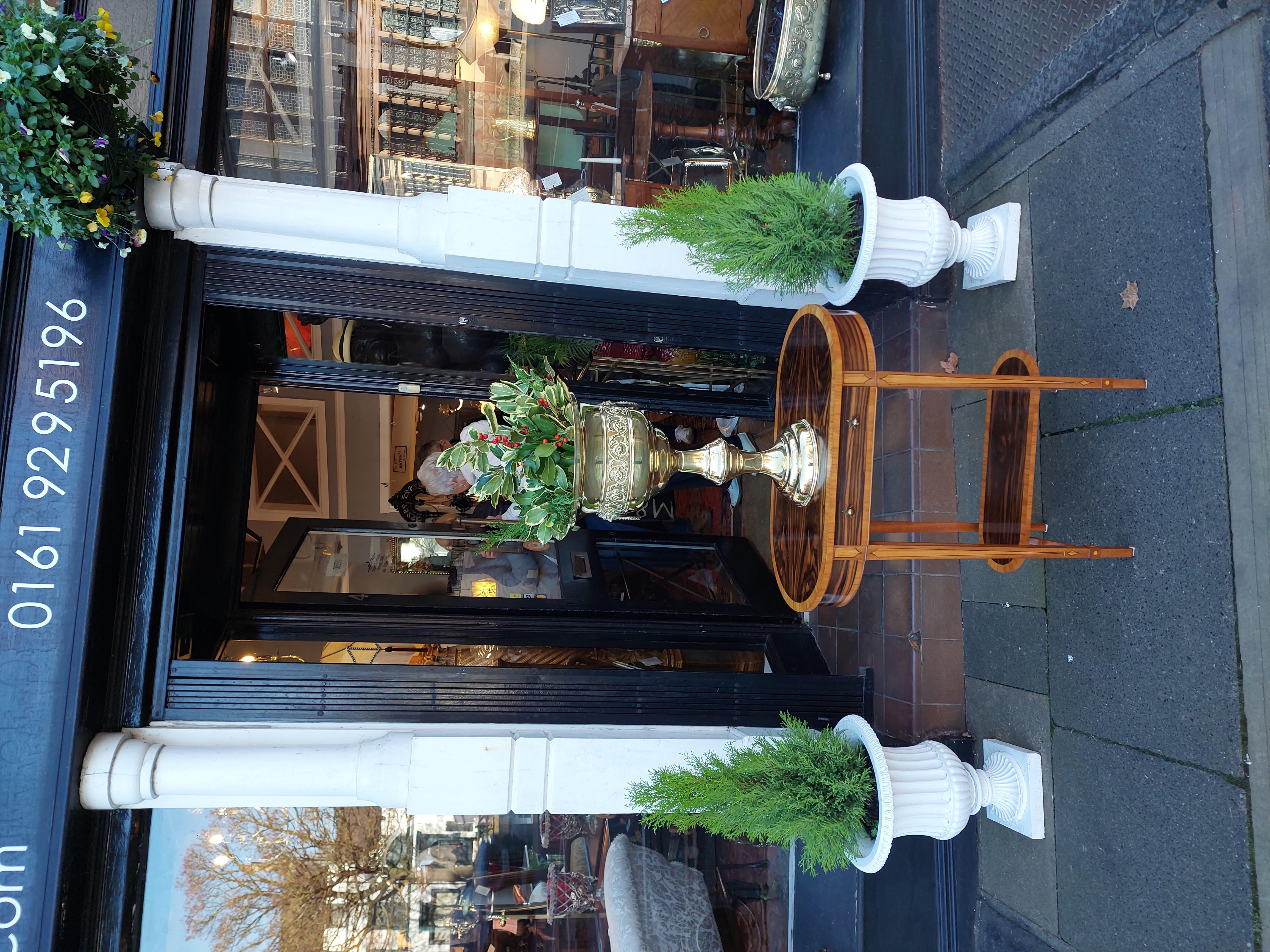 Late Victorian Late 19thC Pressed Brass Planter on Stand For Sale