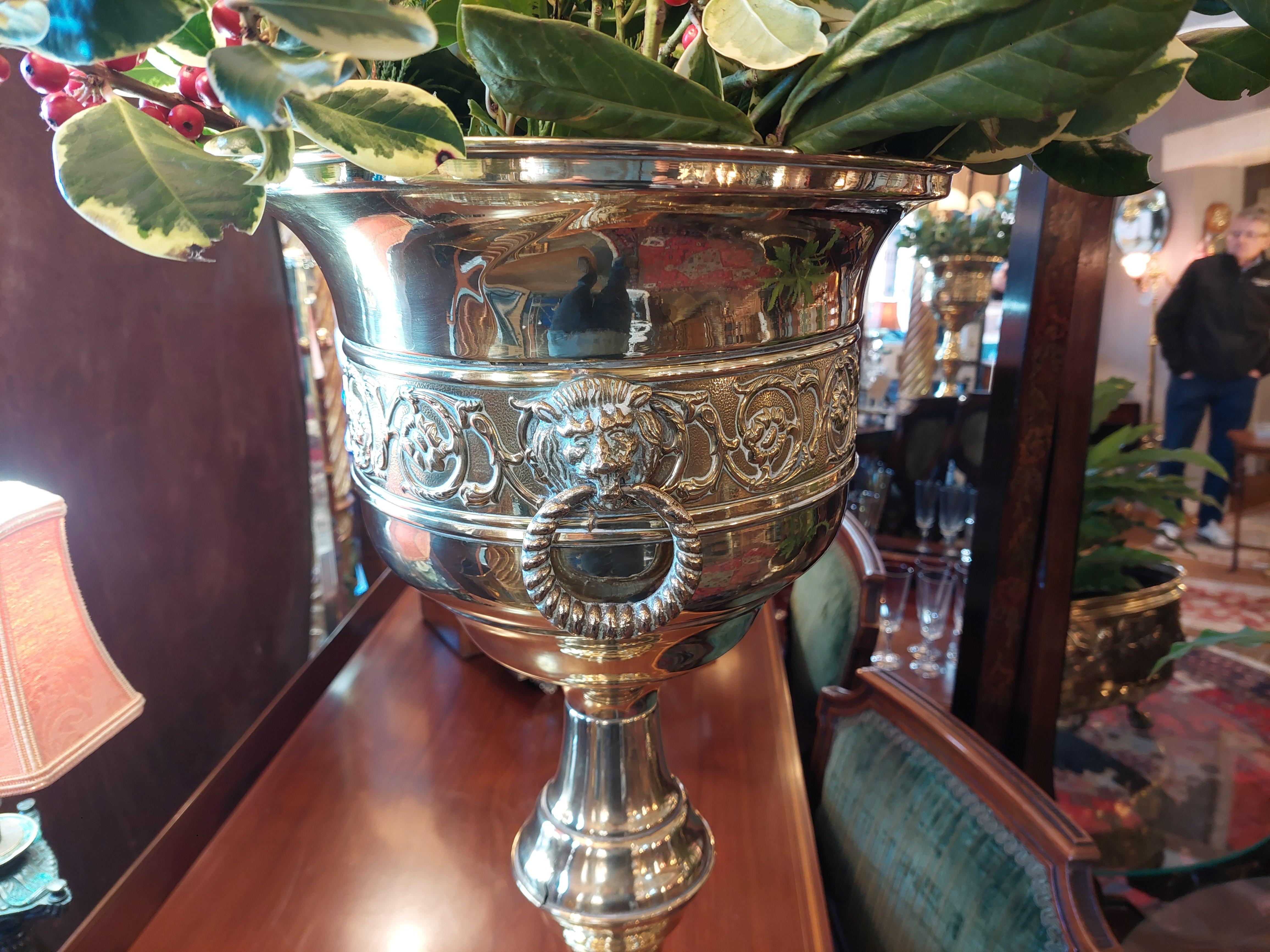19th Century Late 19thC Pressed Brass Planter on Stand For Sale