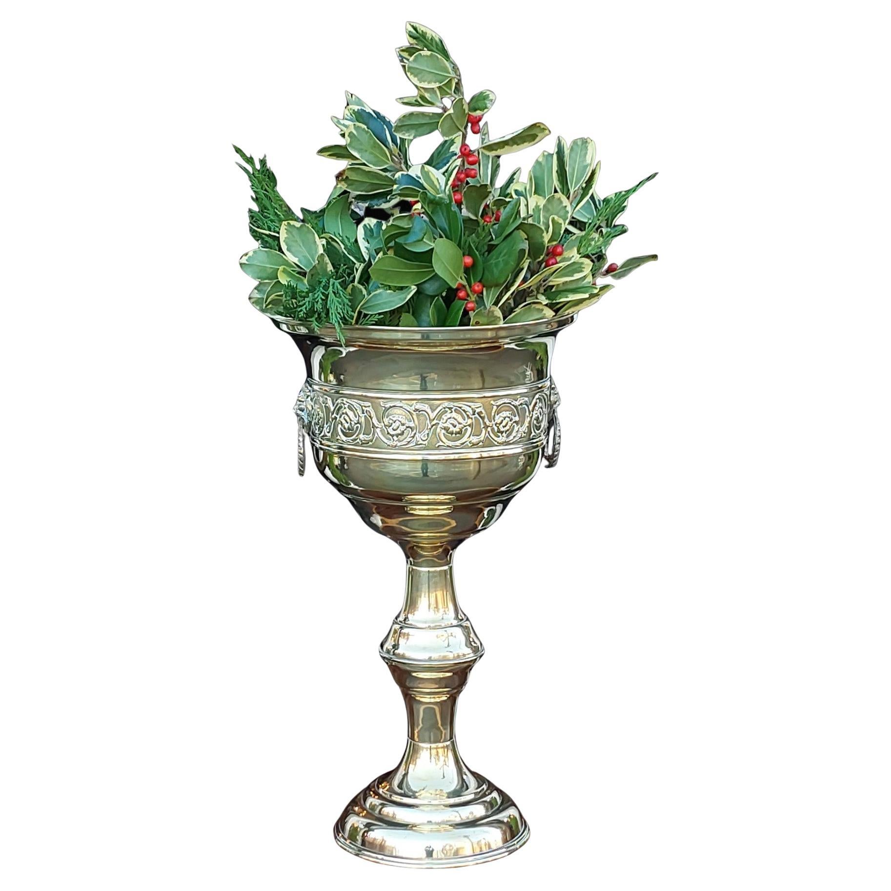 Late 19thC Pressed Brass Planter on Stand For Sale