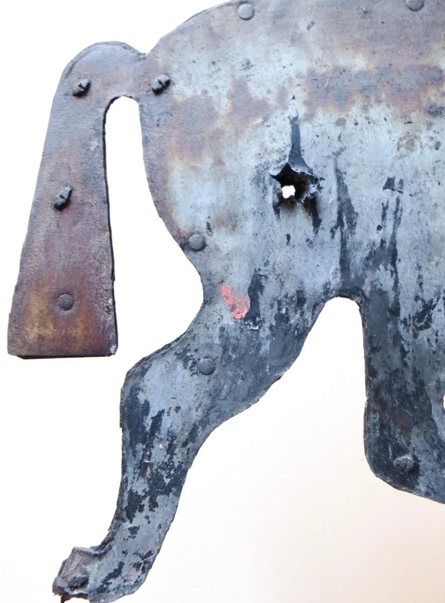 Folk Art Late 19th Century Sheet Iron and Metal Trotting Horse Weathervane For Sale