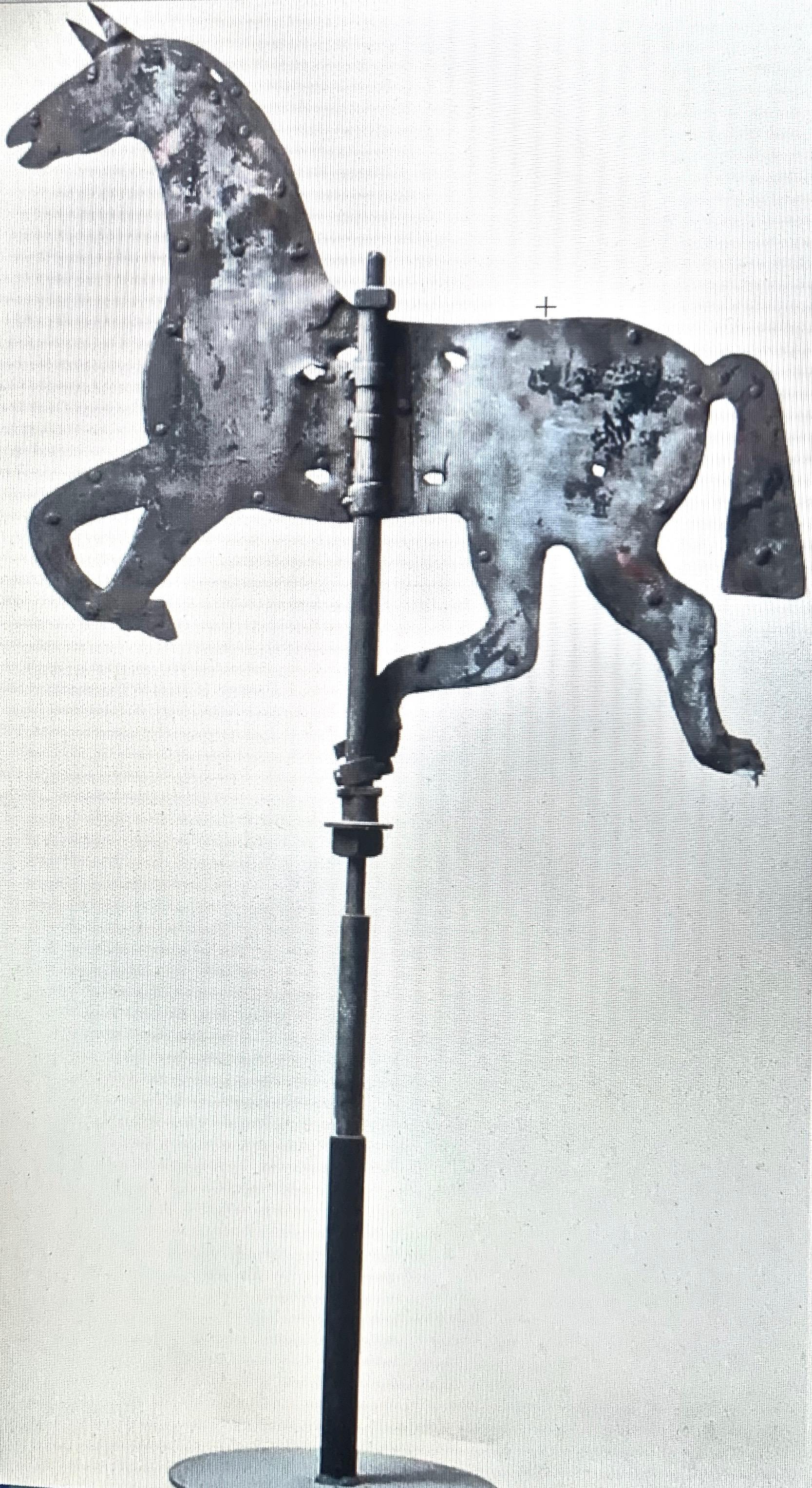 Sheet Metal Late 19th Century Sheet Iron and Metal Trotting Horse Weathervane For Sale