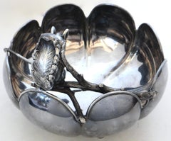 Late 19thC Silver Plated Victorian Squirrel Figural Nut Bowl American Circa 1885