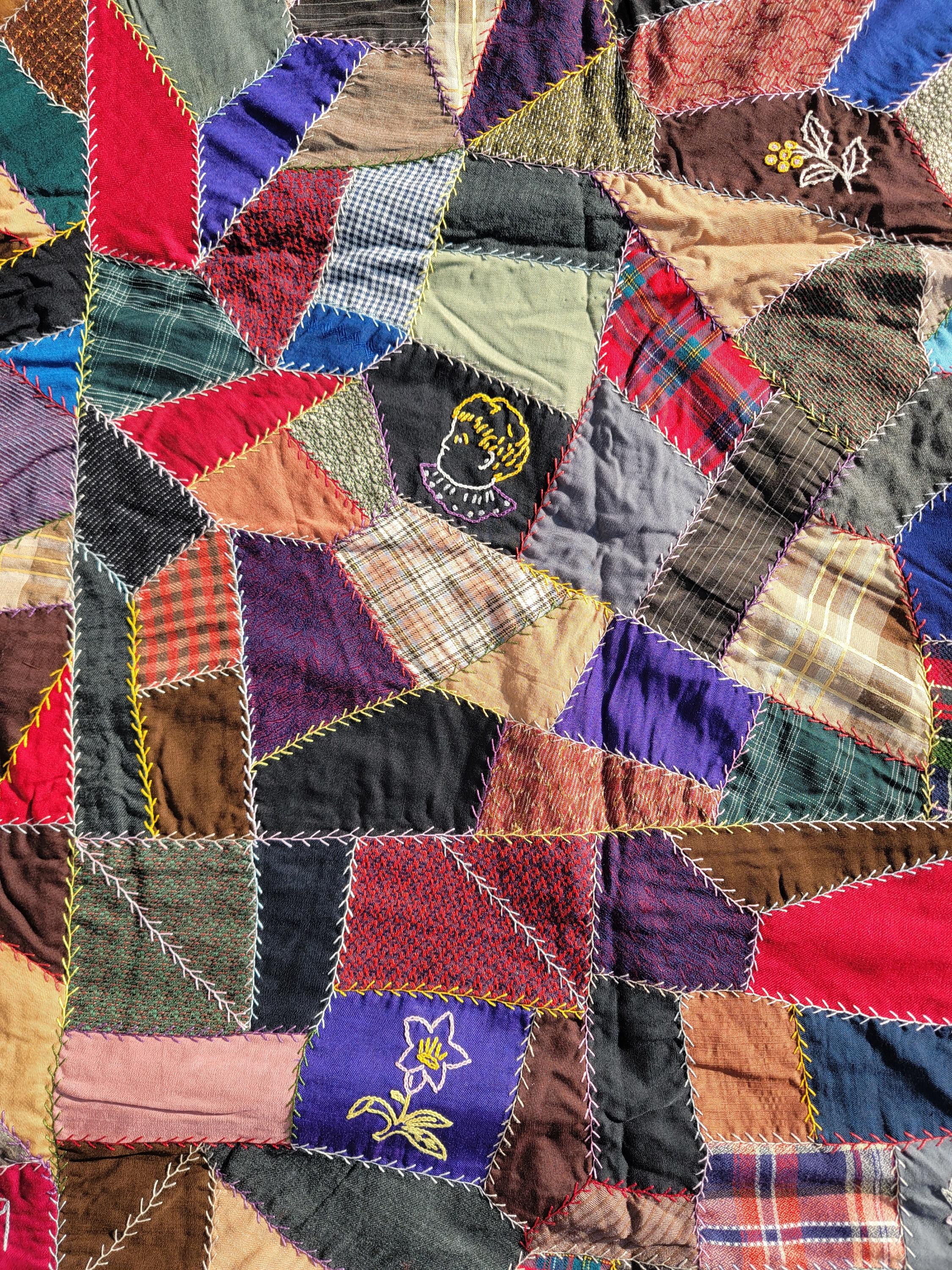 Late 19Thc  Velvet & Wool Crazy Quilt For Sale 3