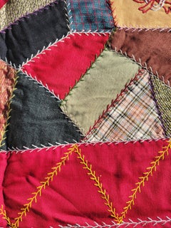 Late 19Thc  Velvet & Wool Crazy Quilt