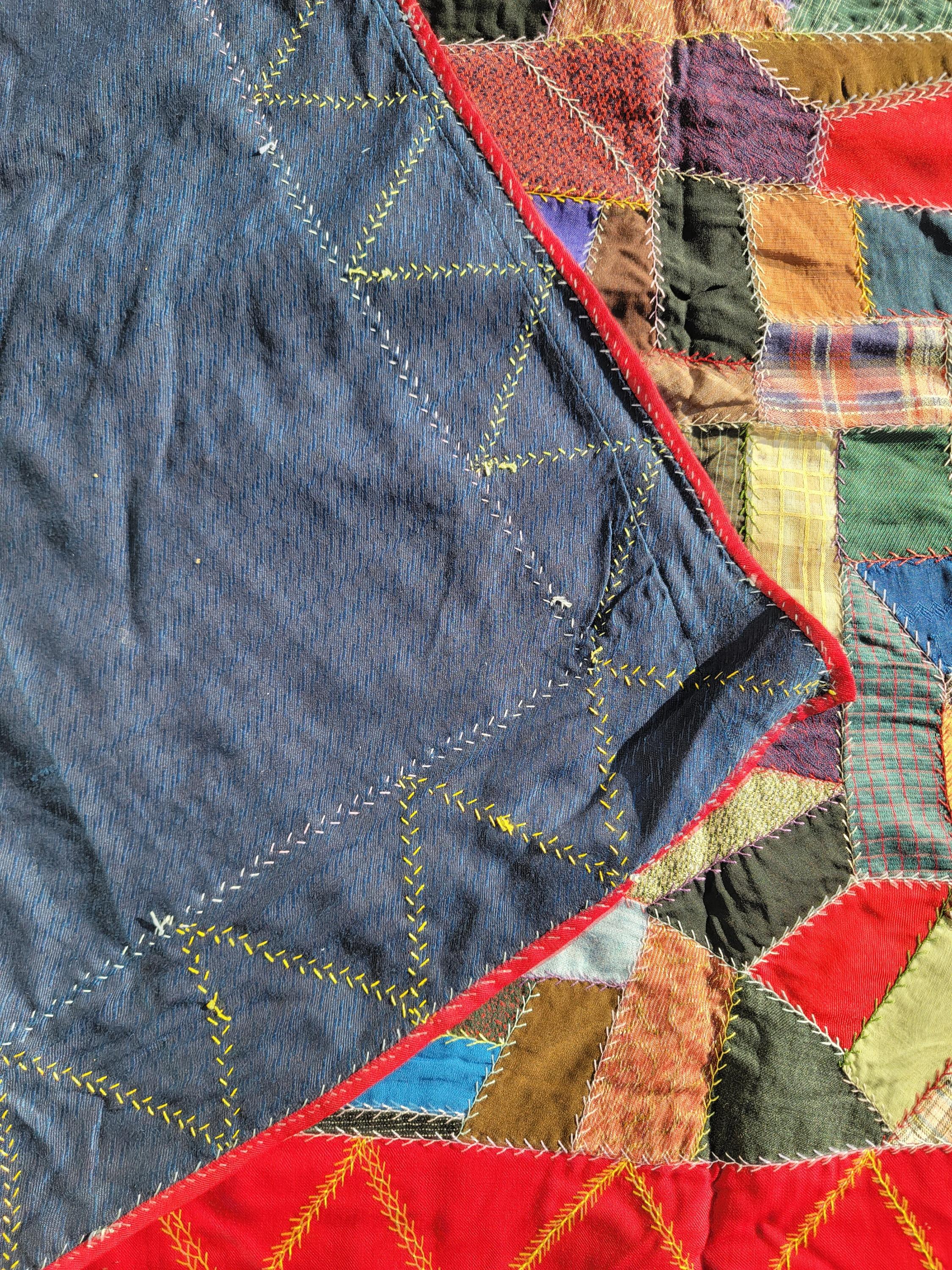 American Late 19Thc  Velvet & Wool Crazy Quilt For Sale