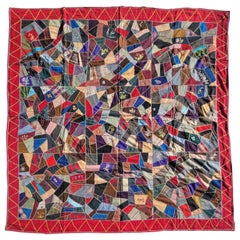 Late 19Thc  Velvet & Wool Crazy Quilt