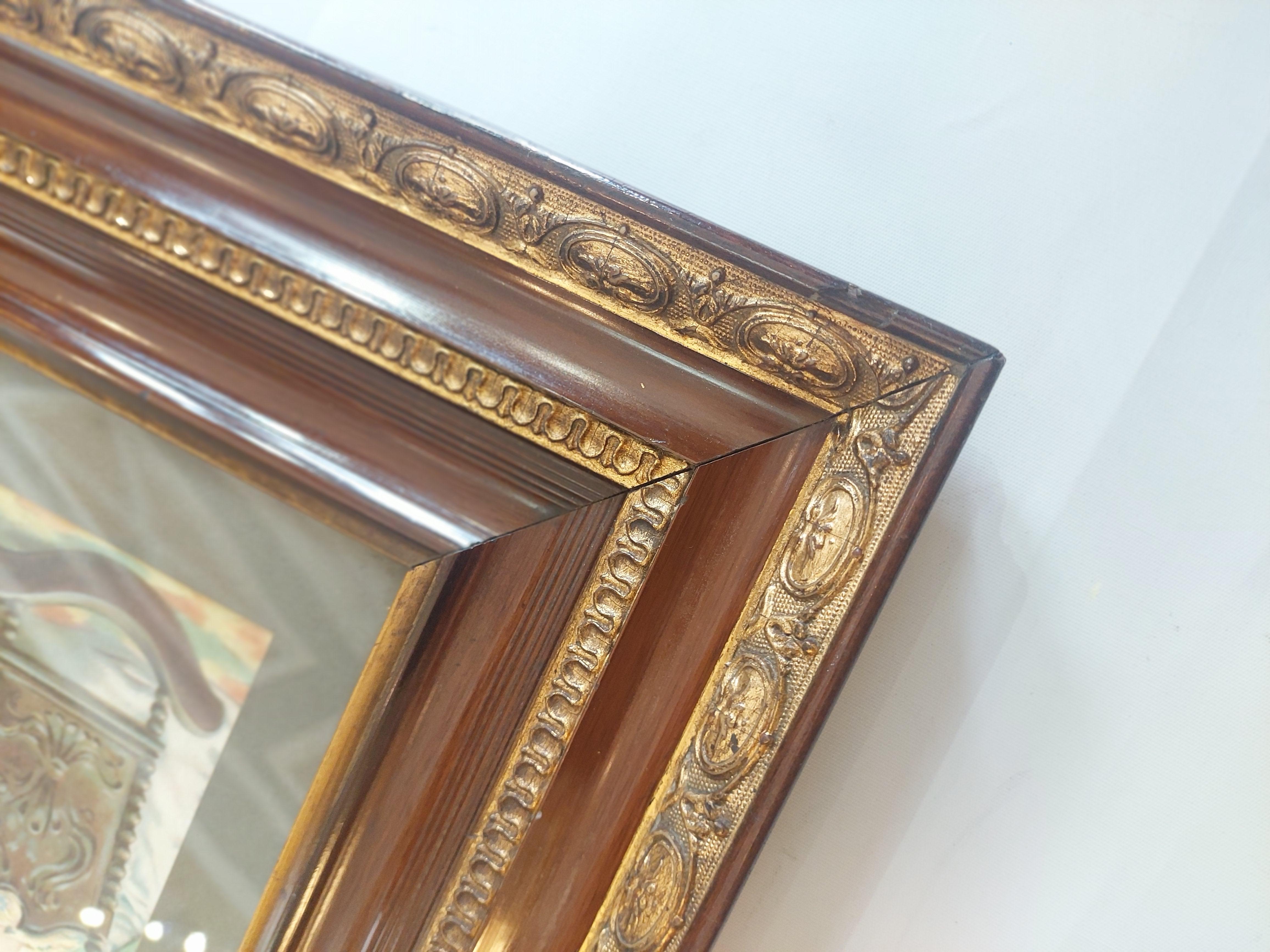 English Late 19thC Walnut Devotional Wall Mirror For Sale