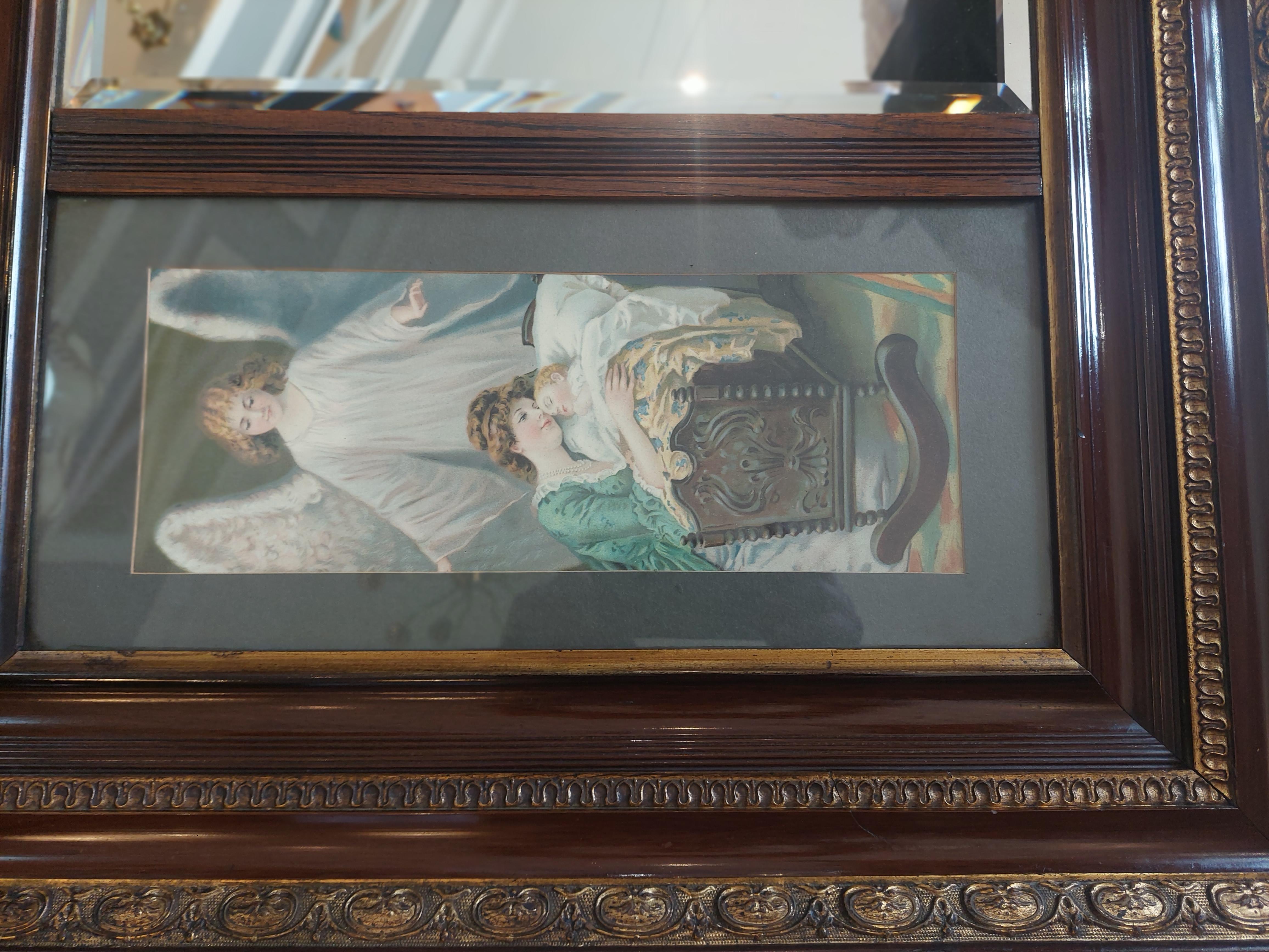 Late 19thC Walnut Devotional Wall Mirror In Good Condition For Sale In Altrincham, GB
