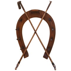 Late 19th Century Walnut Hat Rack of Equestrian Theme