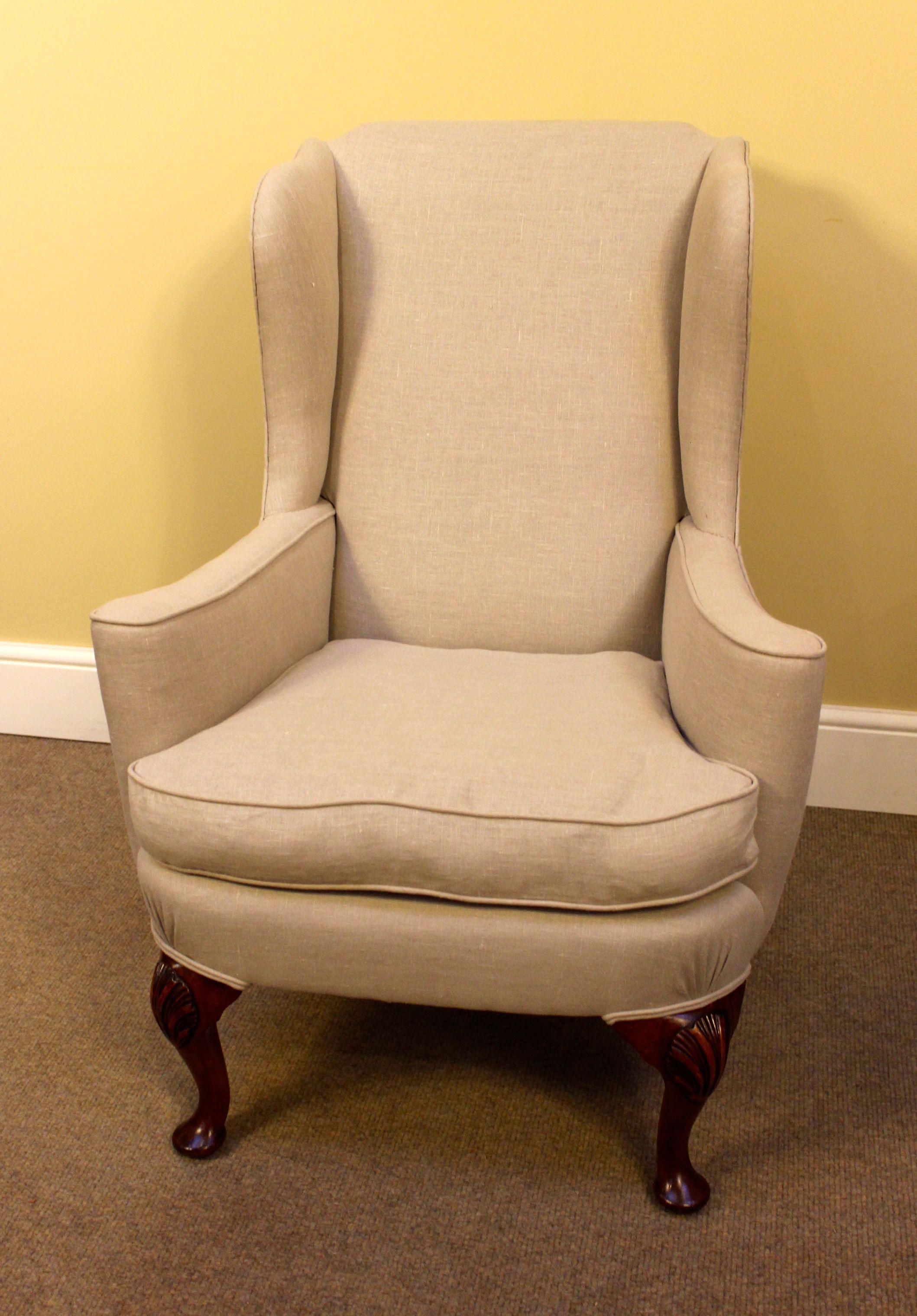 British Late 19th C. Walnut Wing Armchair For Sale