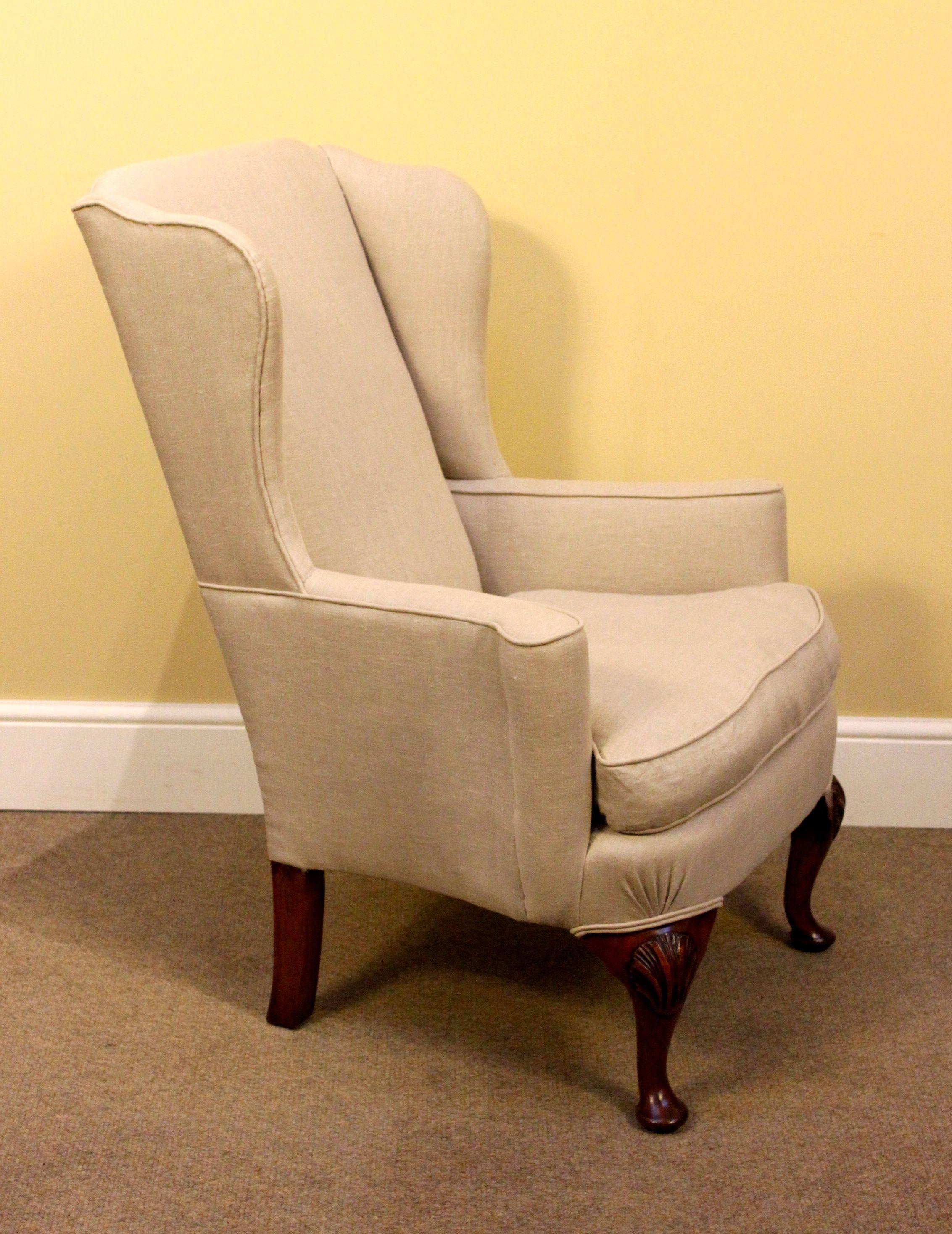 19th Century Late 19th C. Walnut Wing Armchair For Sale