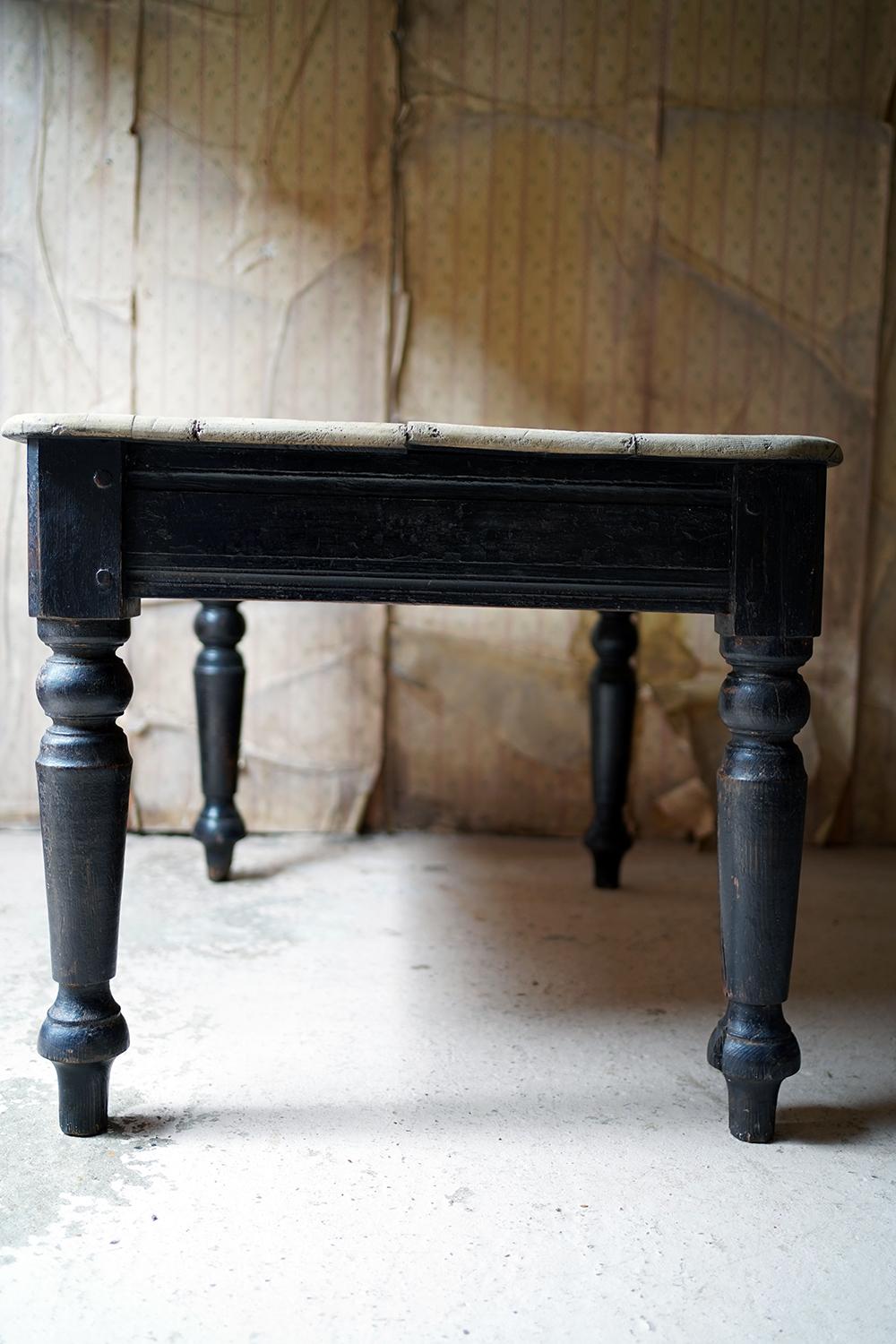 Late 19th Century Welsh Estate Made Black Painted and Scrub Top Pine Table 9