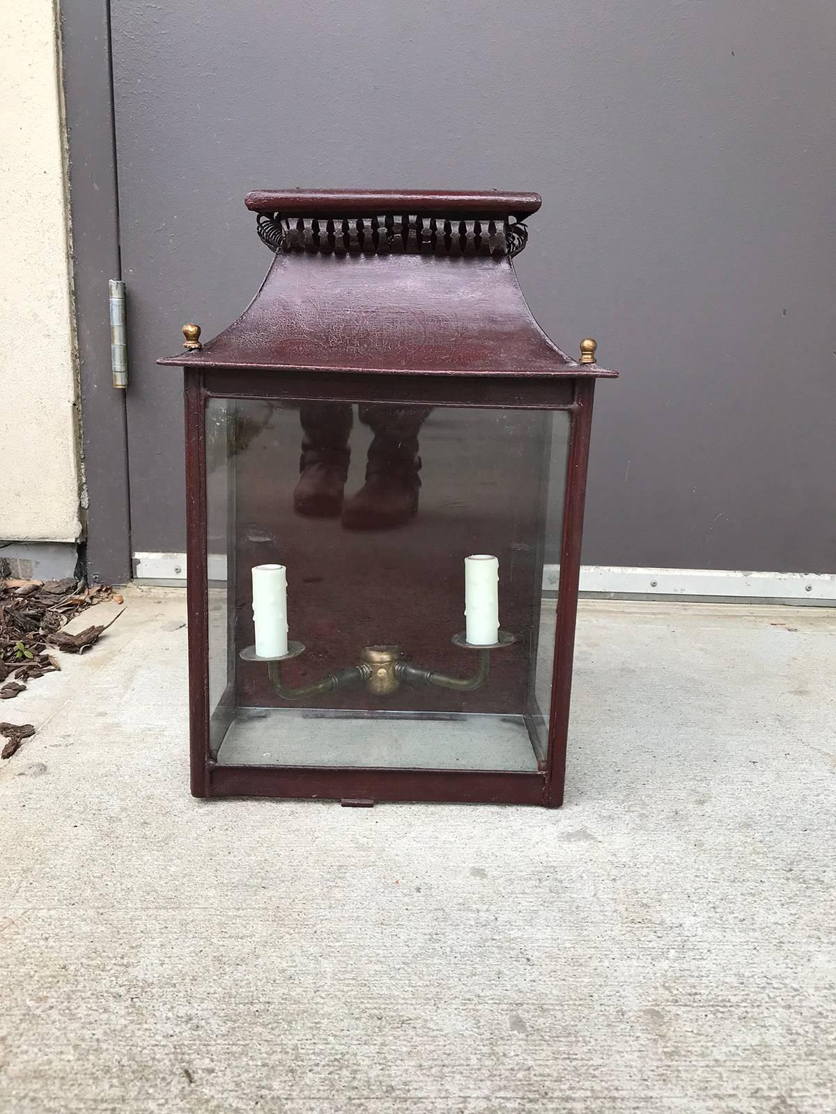 Late 19th-early 20th century regency style tole wall lantern.