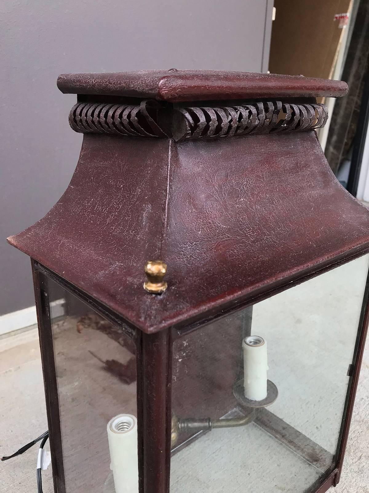 19th Century Late 19th-Early 20th Century Regency Style Tole Wall Lantern