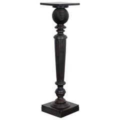 Antique Late 19ths Century French Black Wooden Pedestal