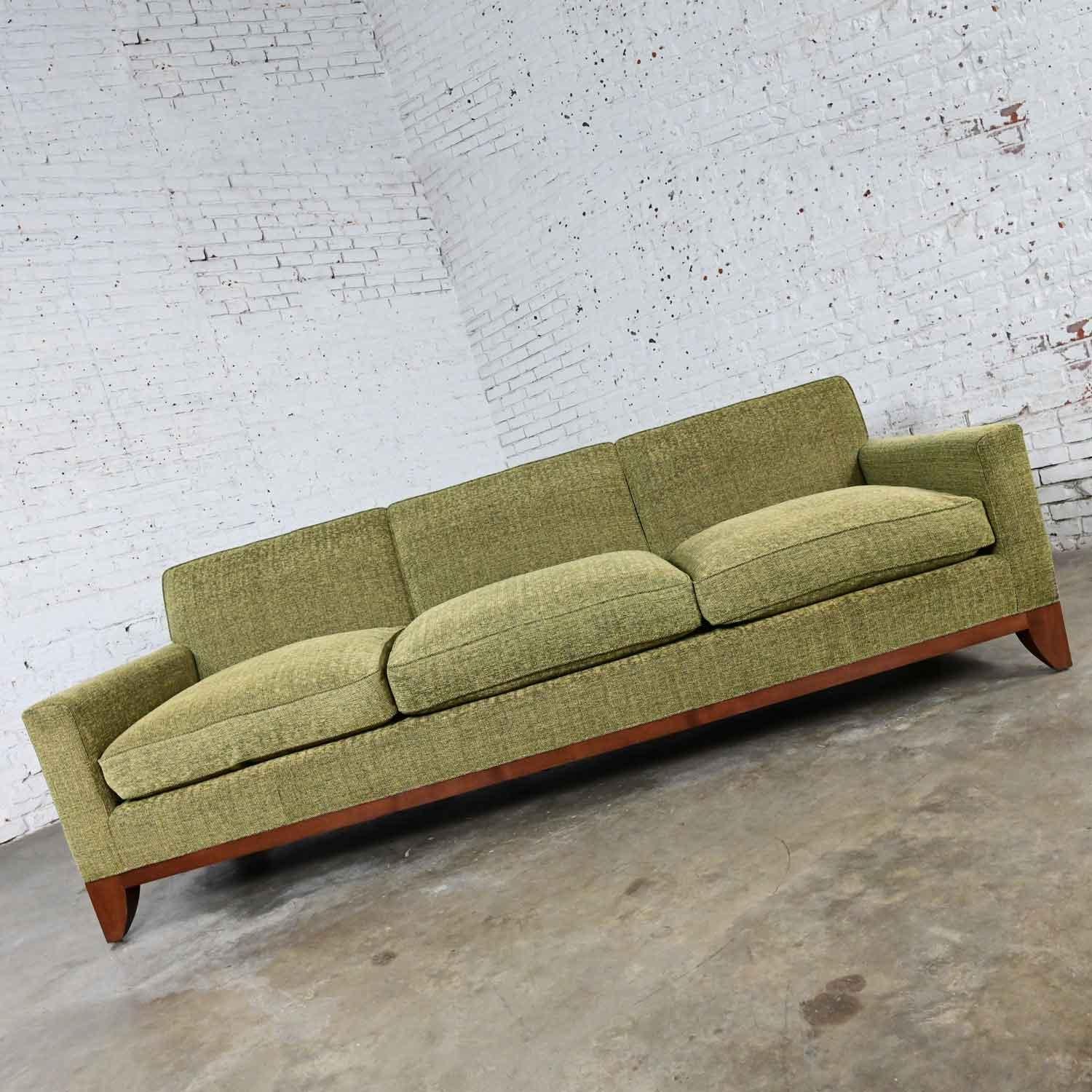 American Late 20 Modern Custom Made Lawson Style Large Scale Tight Back Sofa Khaki Green
