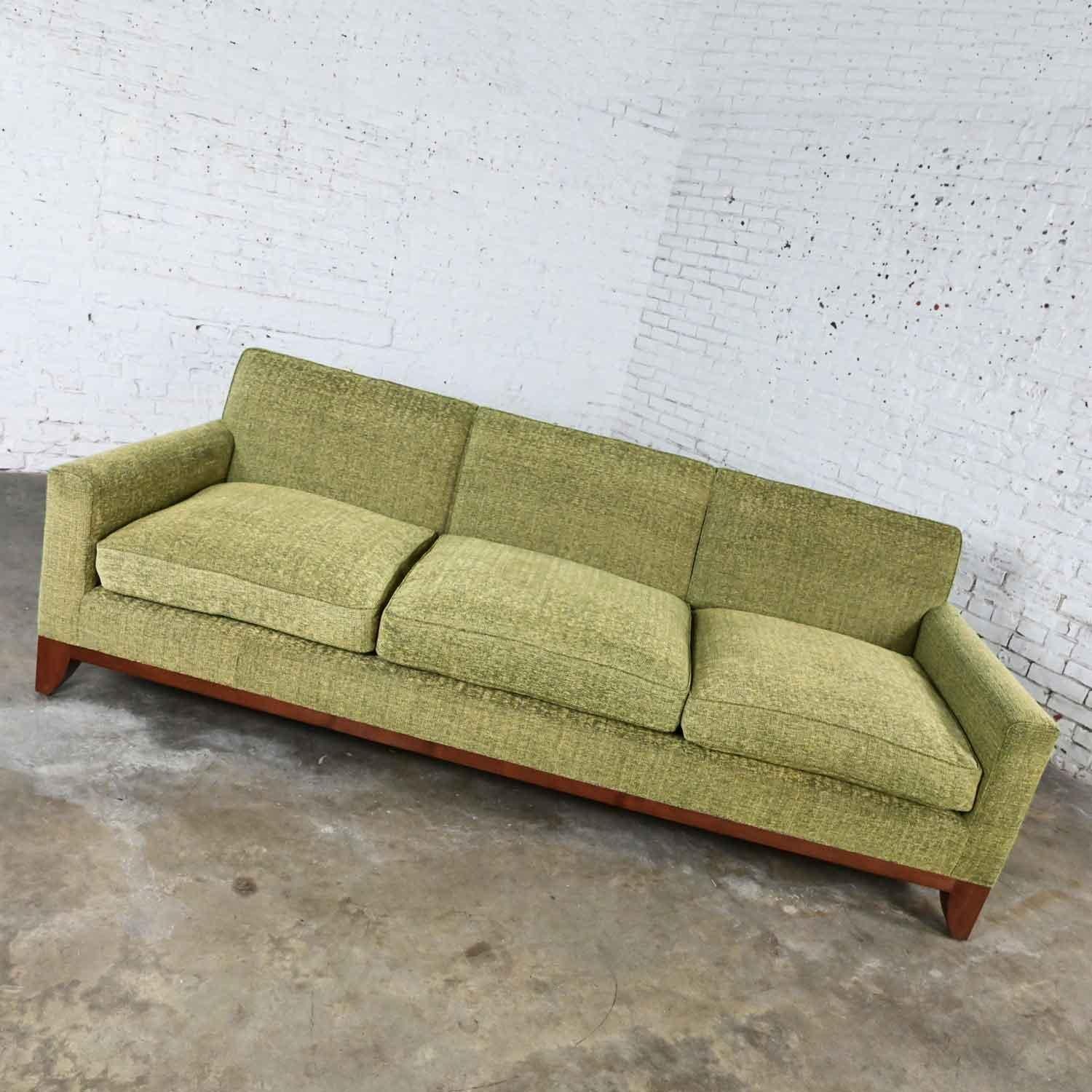 20th Century Late 20 Modern Custom Made Lawson Style Large Scale Tight Back Sofa Khaki Green