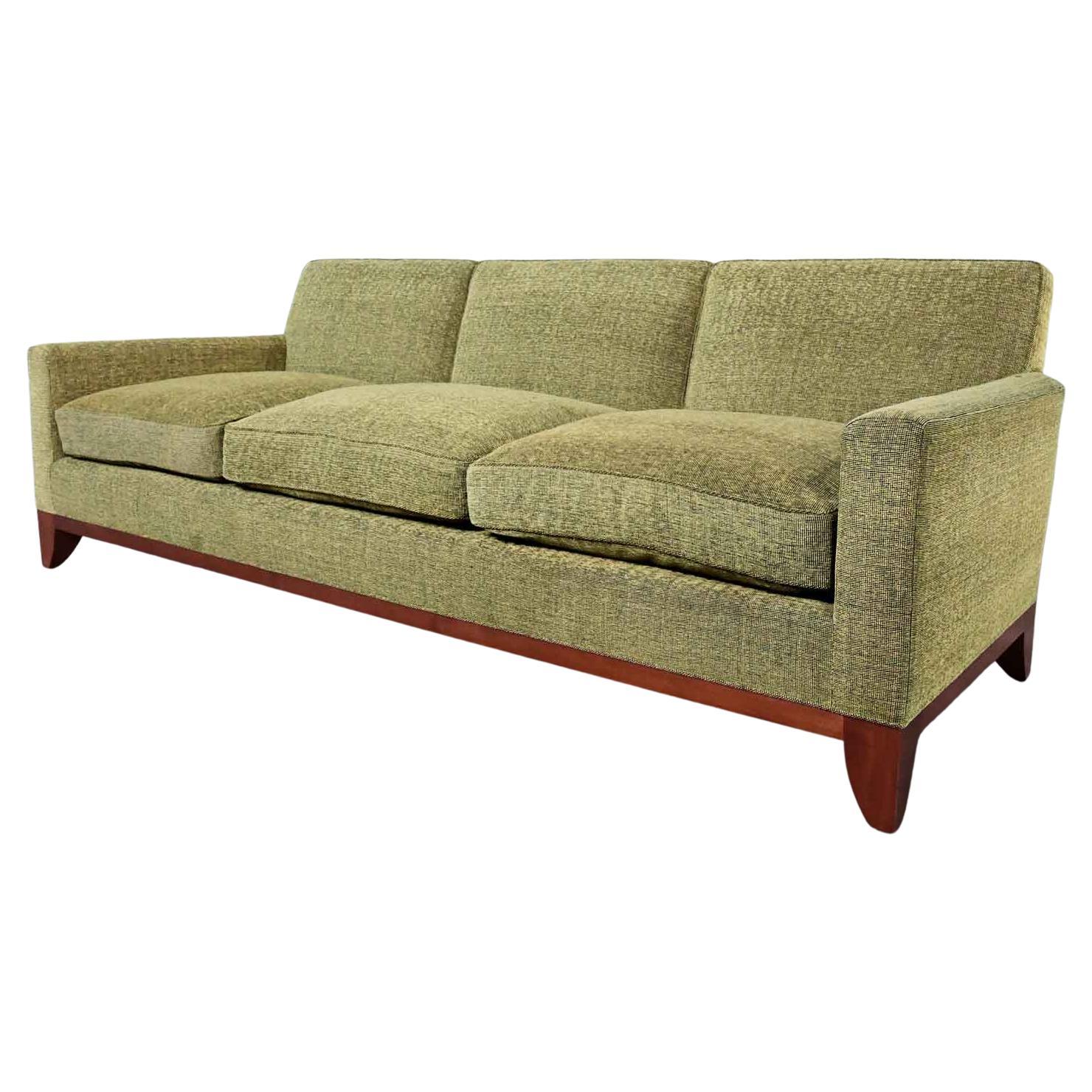 Late 20 Modern Custom Made Lawson Style Large Scale Tight Back Sofa Khaki Green
