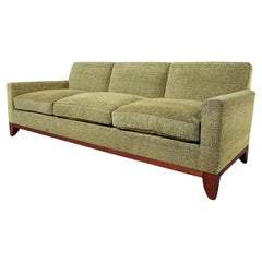 Vintage Late 20 Modern Custom Made Lawson Style Large Scale Tight Back Sofa Khaki Green