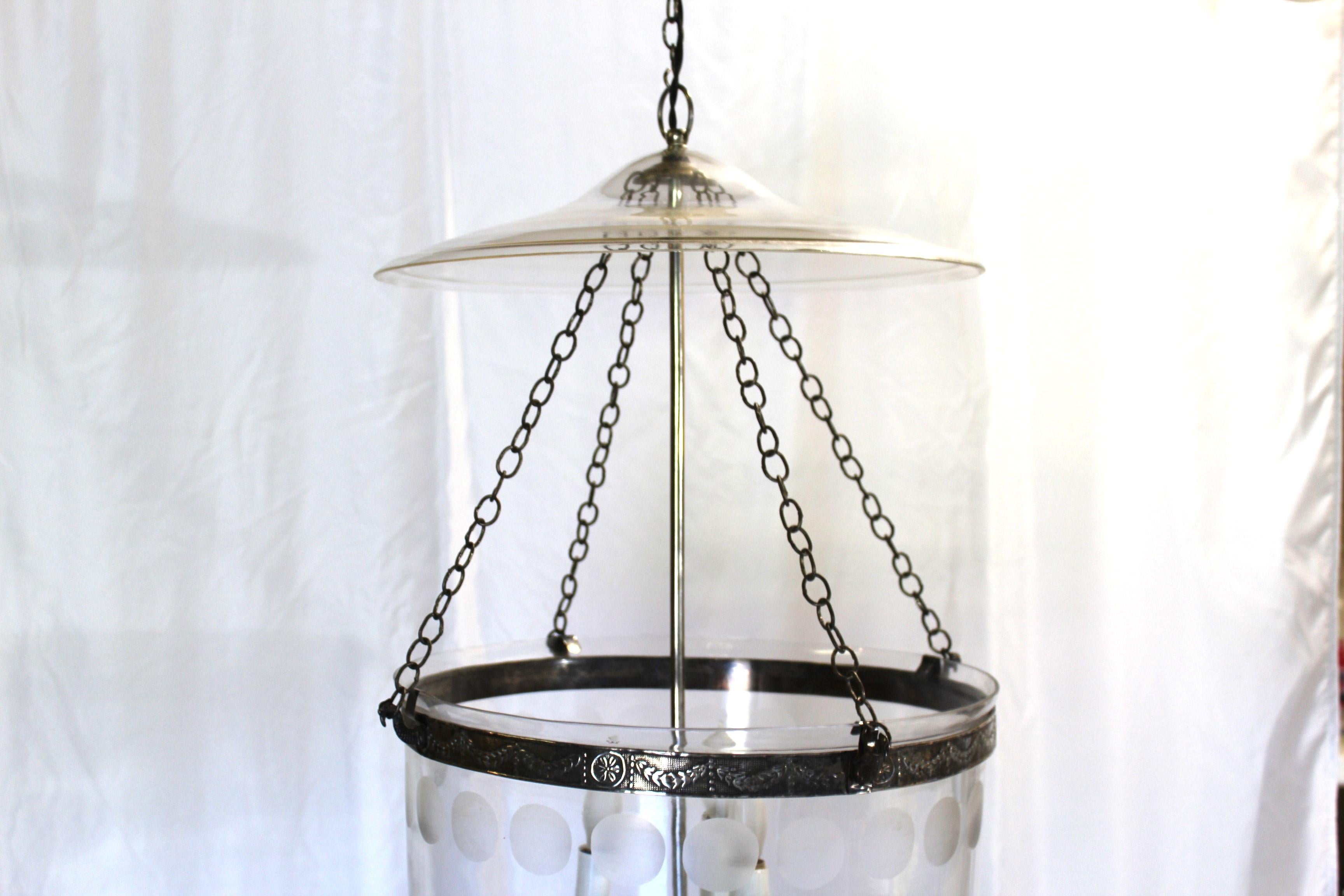 American Classical Late 20 th Century Larger Bell Jar , Silver finish , cut Circles For Sale