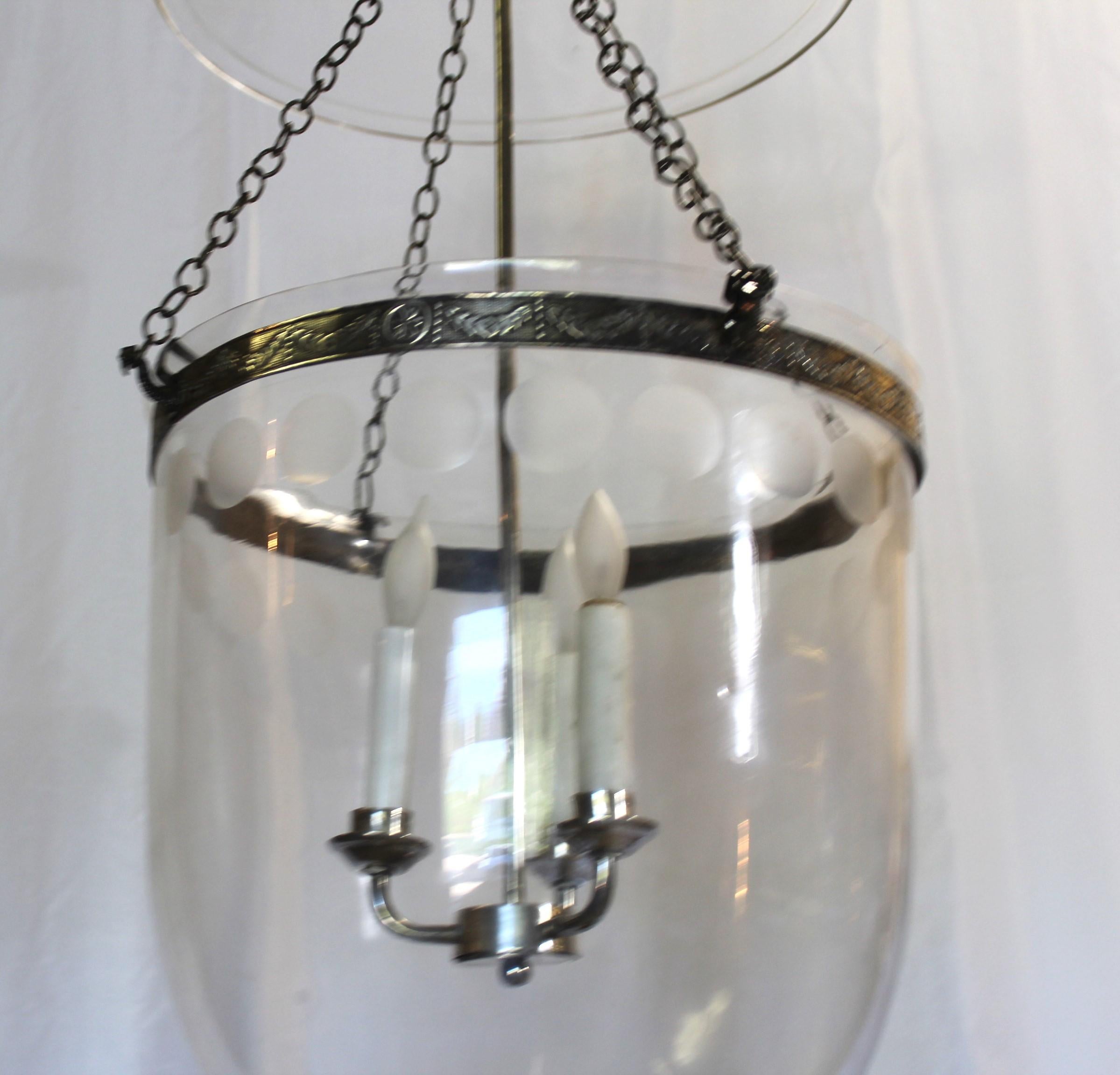 Late 20 th Century Larger Bell Jar , Silver finish , cut Circles In Good Condition For Sale In Los Angeles, CA