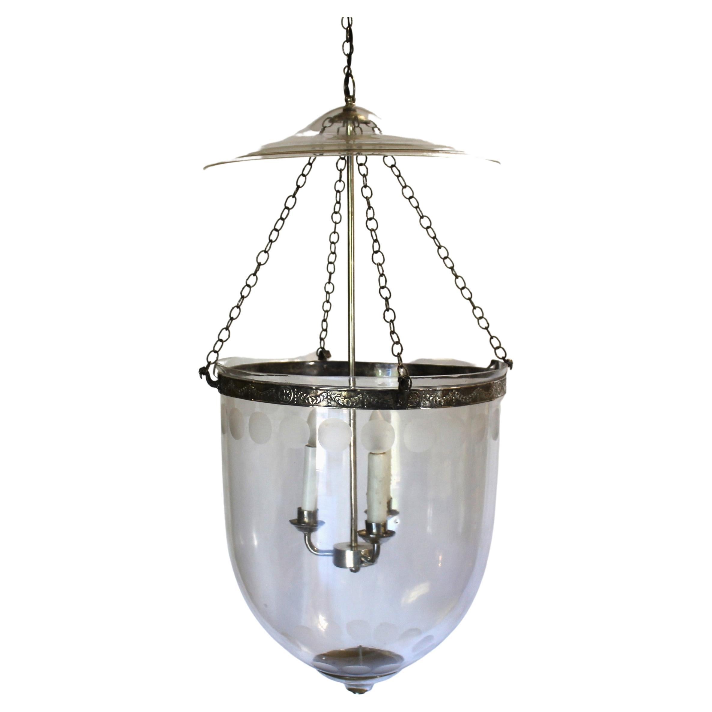 Late 20 th Century Larger Bell Jar , Silver finish , cut Circles For Sale