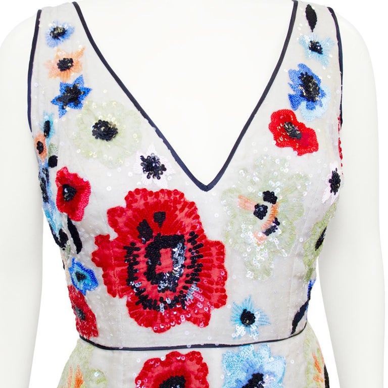 Abito con perline floreali di Dennis Basso della fine del 2010 in