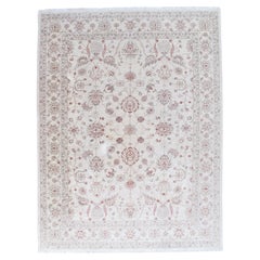 Late 20st Century Modern Peshawar Carpet, Ivory Field, Ivory Border, Gray, Coral