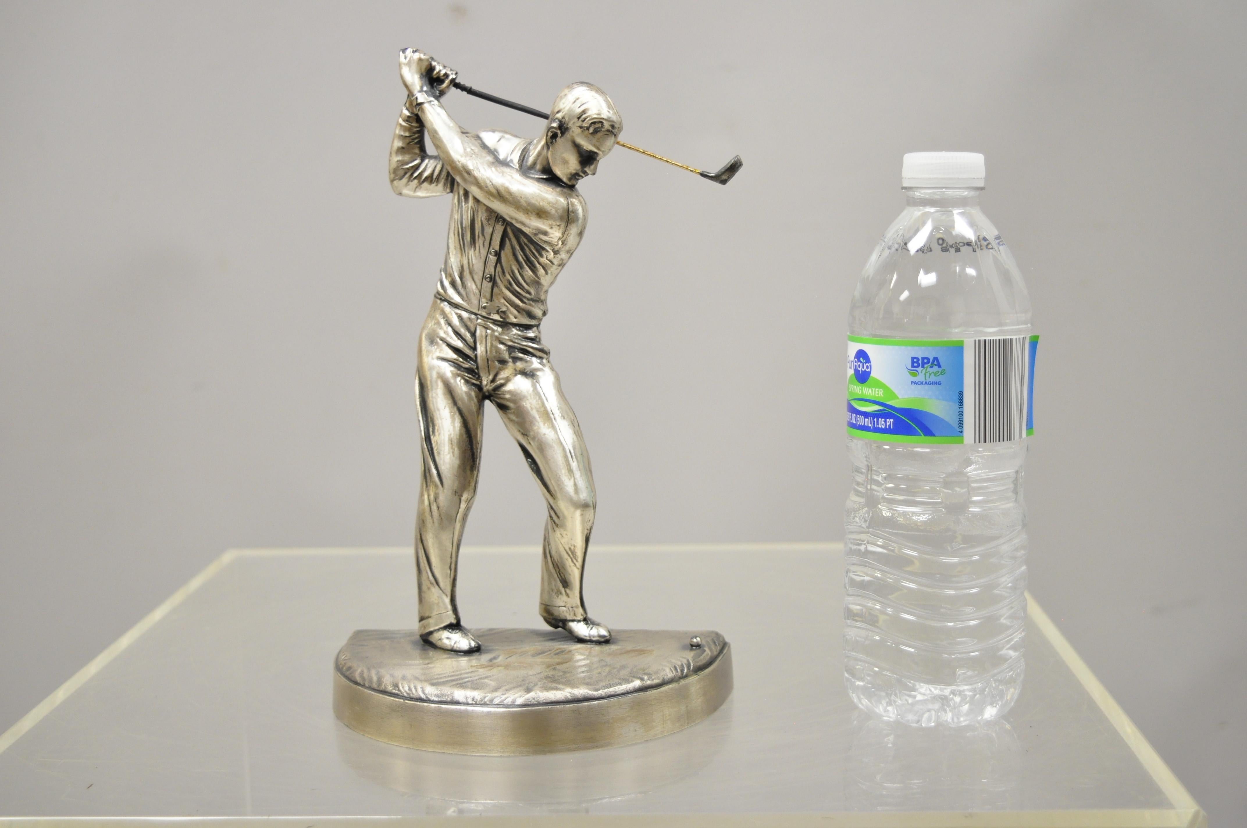 Art Deco Metal Silver Plate Golf Player Figural Bookends, a Pair 6