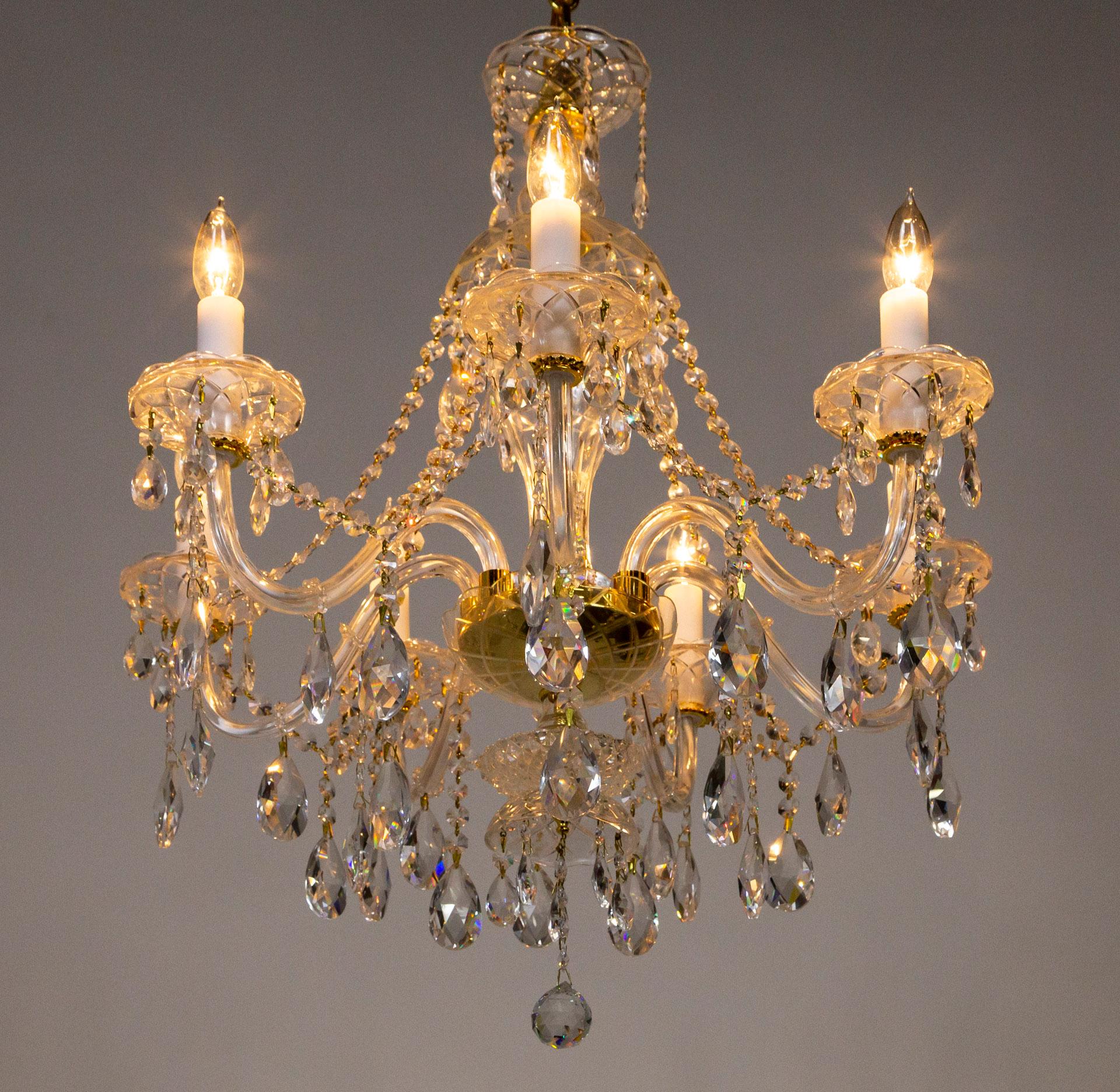 Late 20th C. Bohemian Glass & Crystal Garland Chandelier For Sale 5