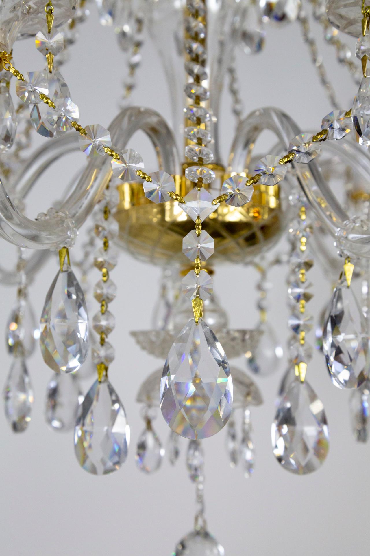 Late 20th C. Bohemian Glass & Crystal Garland Chandelier In Good Condition For Sale In San Francisco, CA
