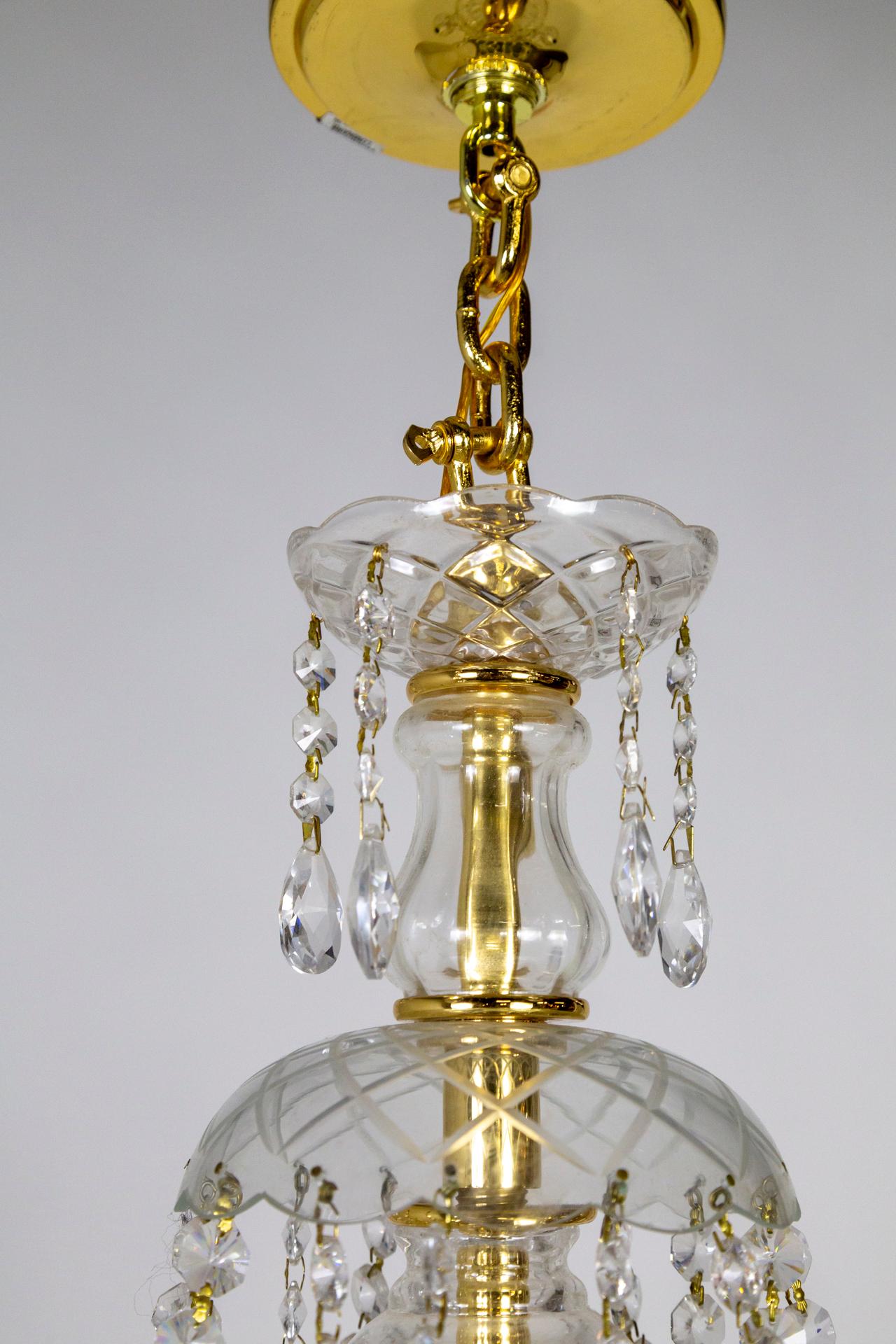 Late 20th Century Late 20th C. Bohemian Glass & Crystal Garland Chandelier For Sale