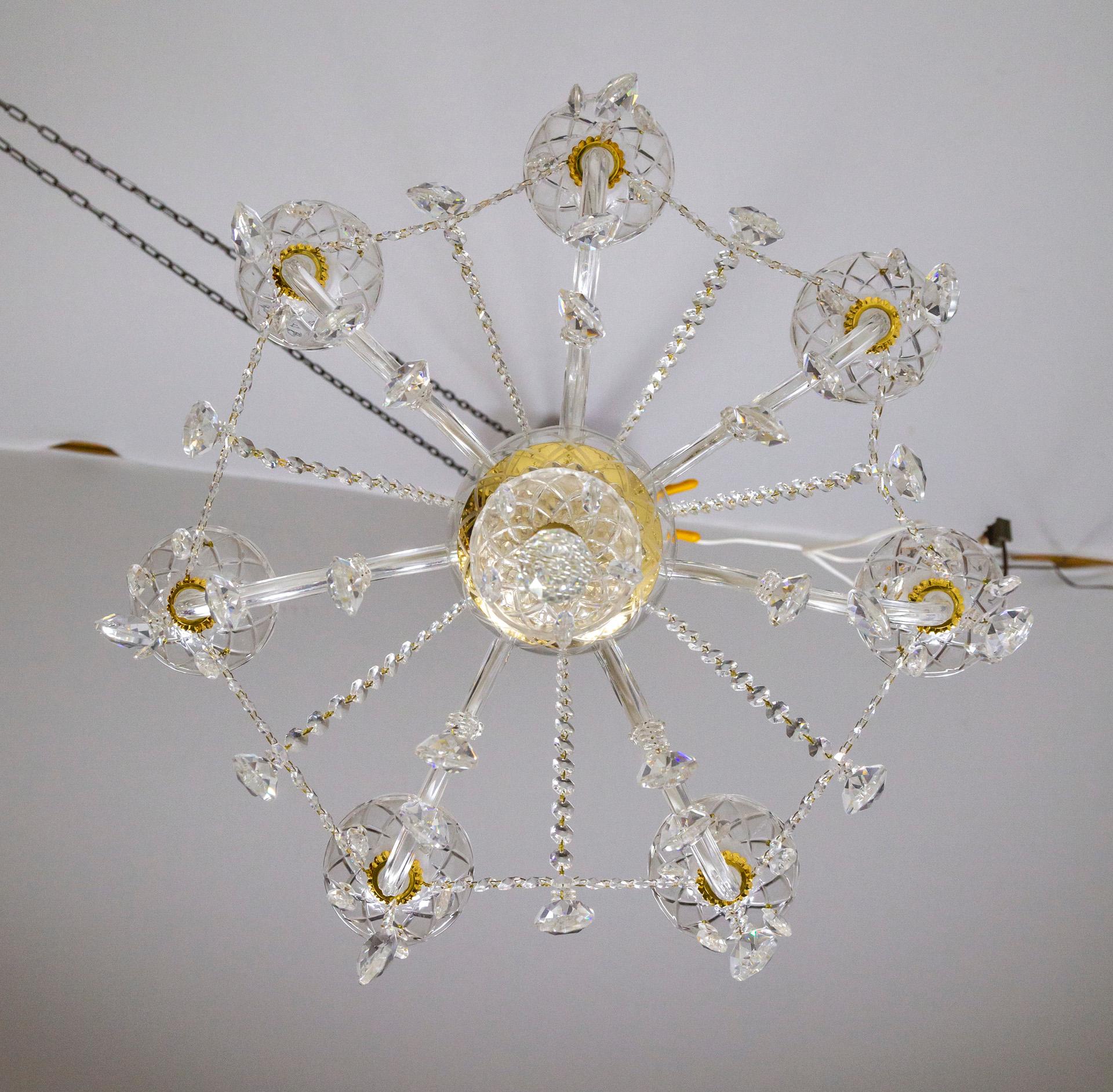 Late 20th C. Bohemian Glass & Crystal Garland Chandelier For Sale 1