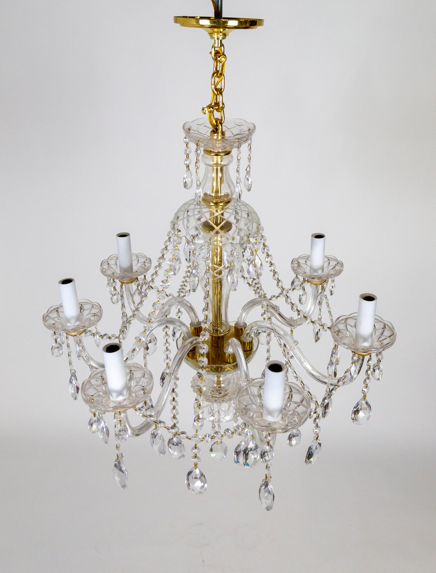 Late 20th C. Bohemian Glass & Crystal Garland Chandelier For Sale 2