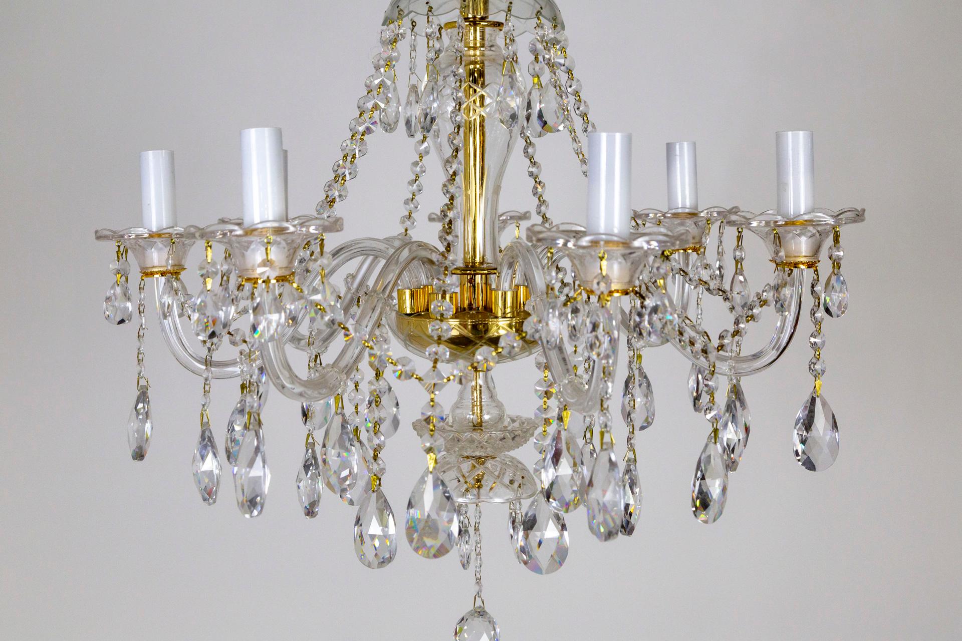 Late 20th C. Bohemian Glass & Crystal Garland Chandelier For Sale 3