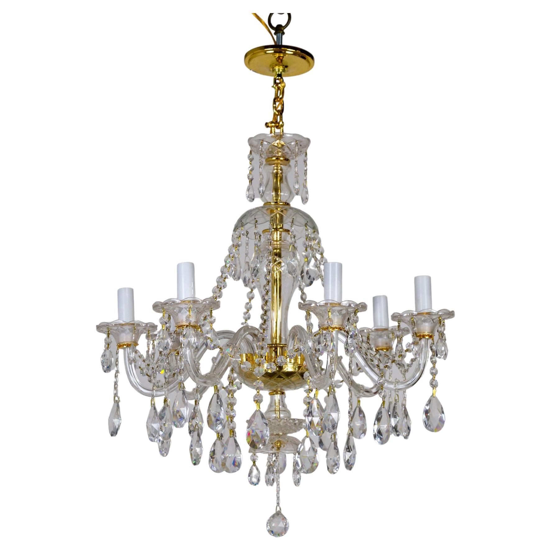 Late 20th C. Bohemian Glass & Crystal Garland Chandelier For Sale