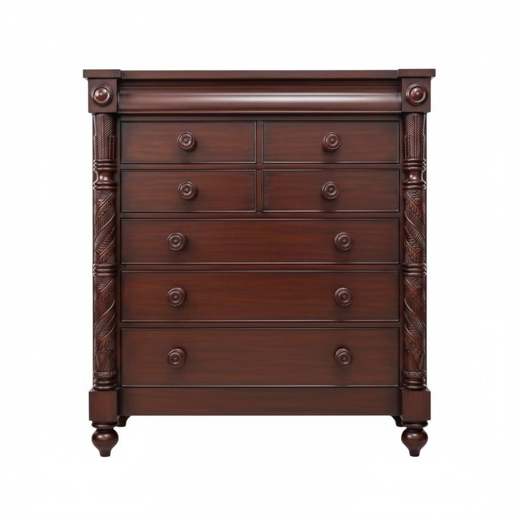 Mahogany Late 20th-C. British Colonial Style Tall Chest By Ralph Lauren For Henredon For Sale