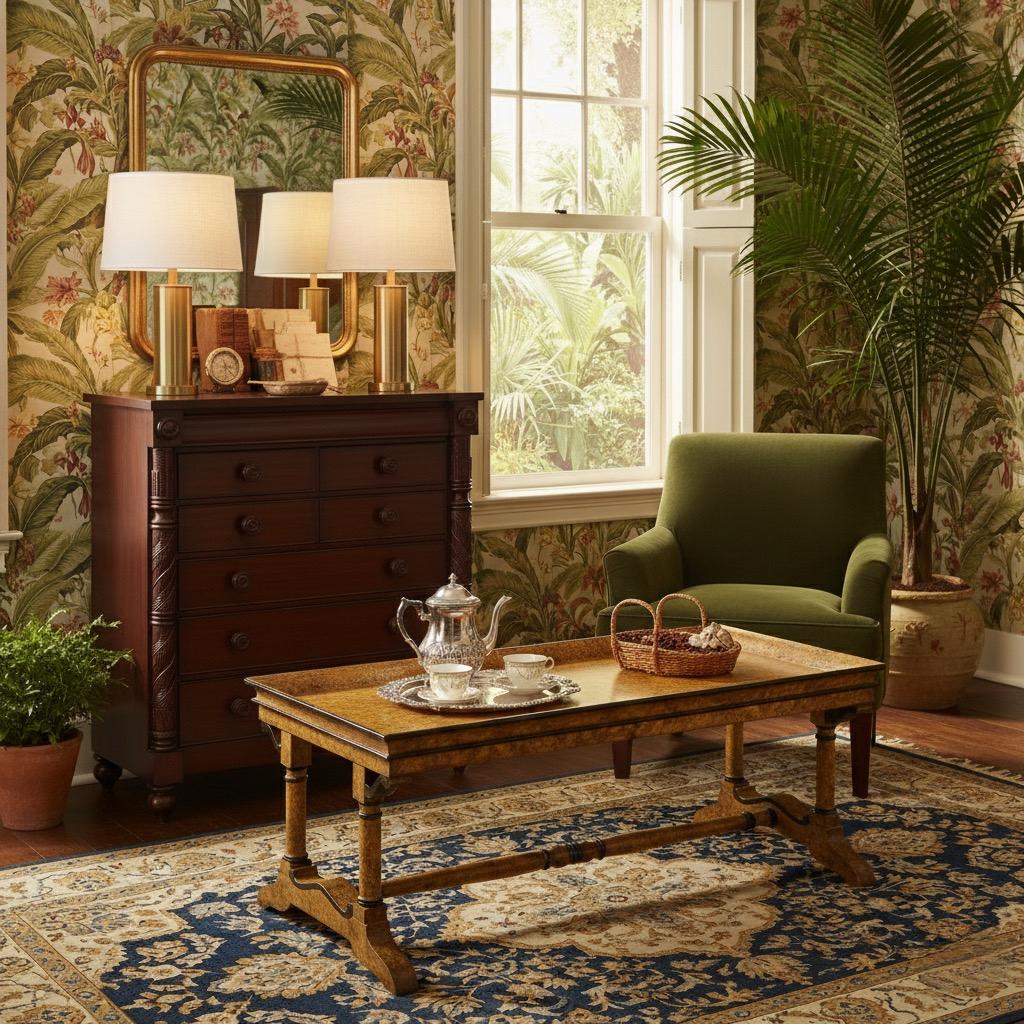 Late 20th-C. British Colonial Style Tall Chest By Ralph Lauren For Henredon For Sale 1