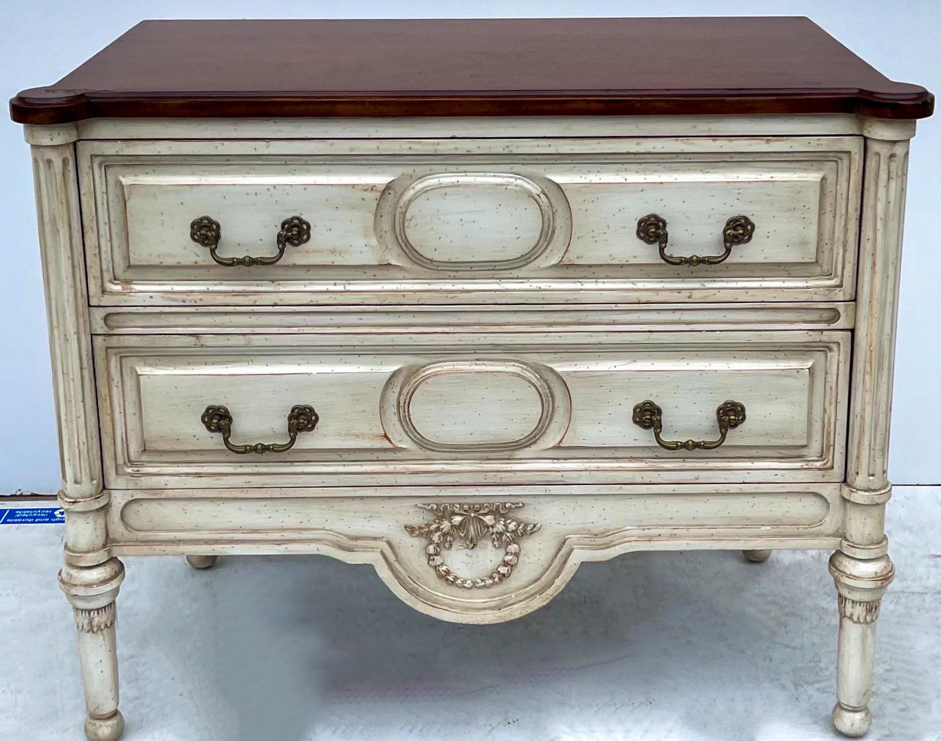 American Late 20th-C. Custom French Neo-Classical Style Painted Chests / Side Tables - 2 For Sale