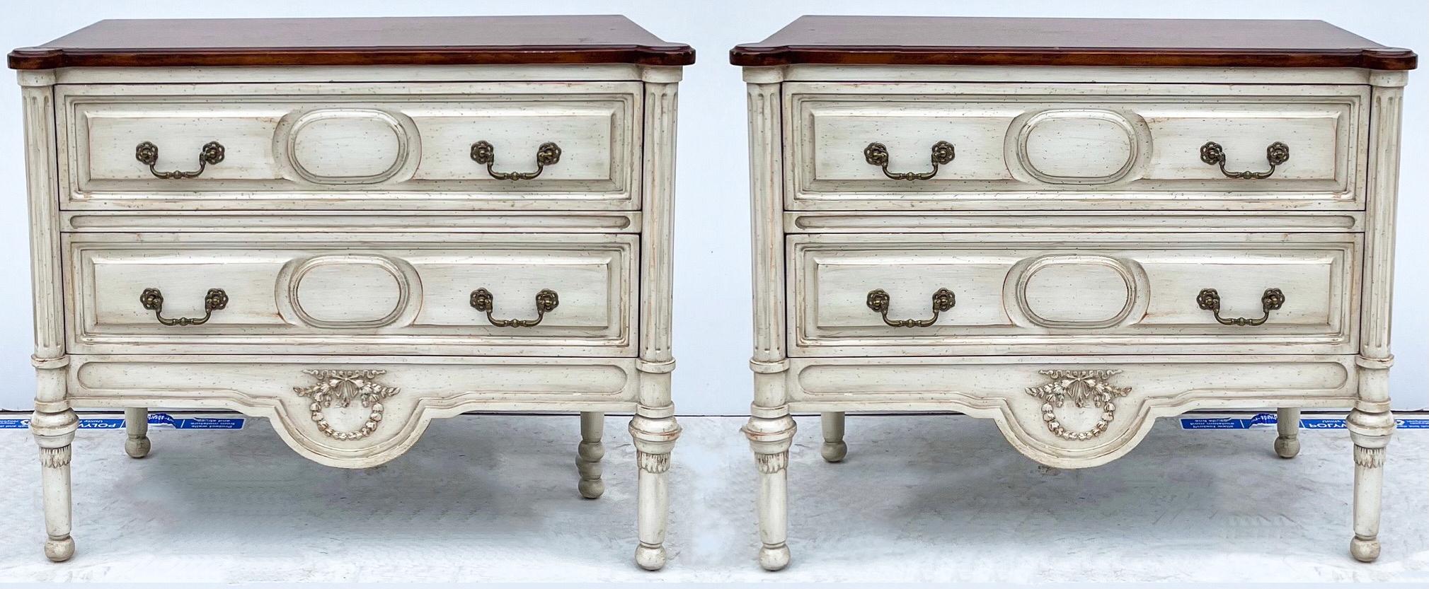 Mahogany Late 20th-C. Custom French Neo-Classical Style Painted Chests / Side Tables - 2 For Sale
