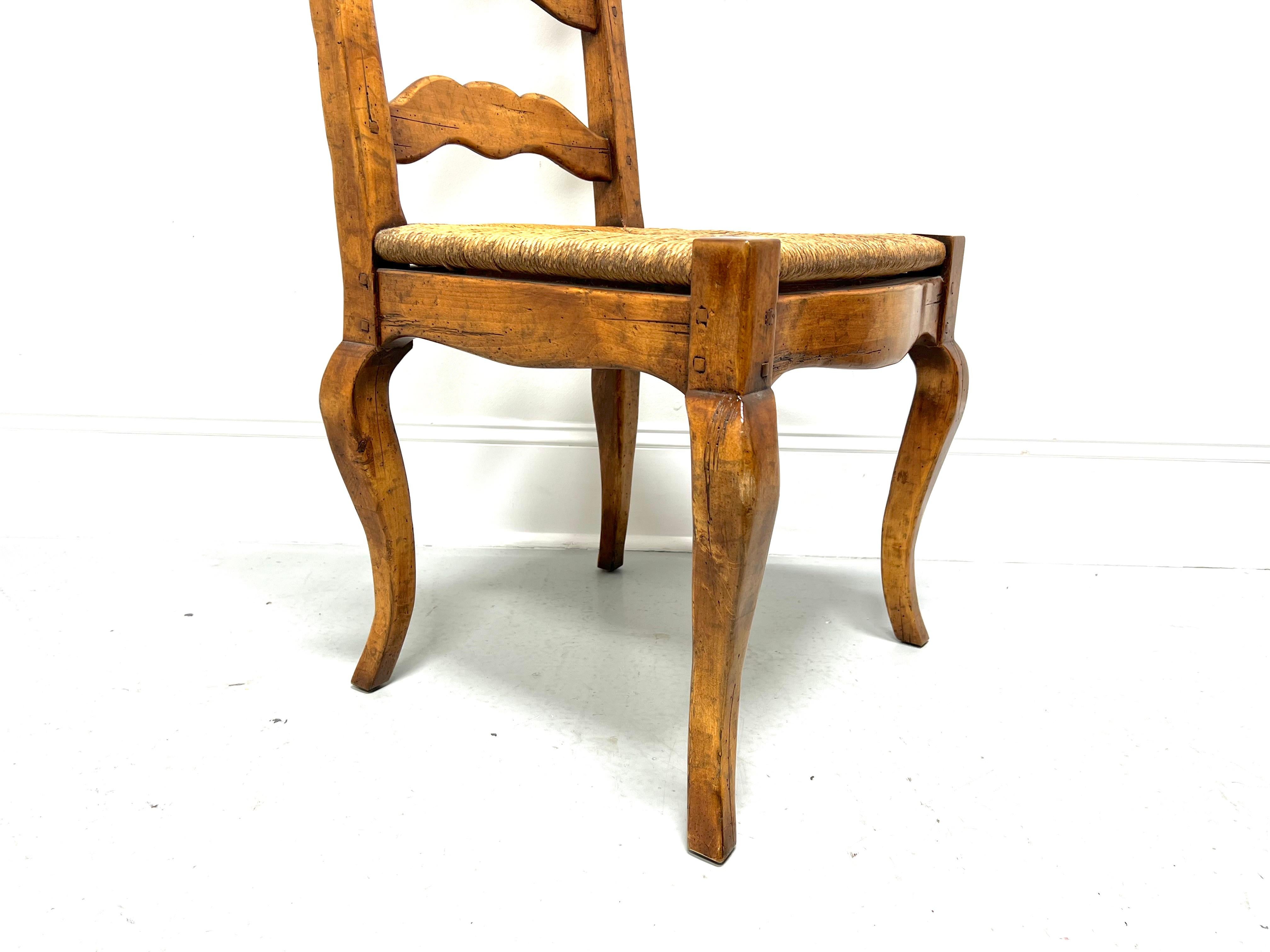 Late 20th C. Distressed French Country Dining Side Chairs w/ Rush Seats - Pair A For Sale 2