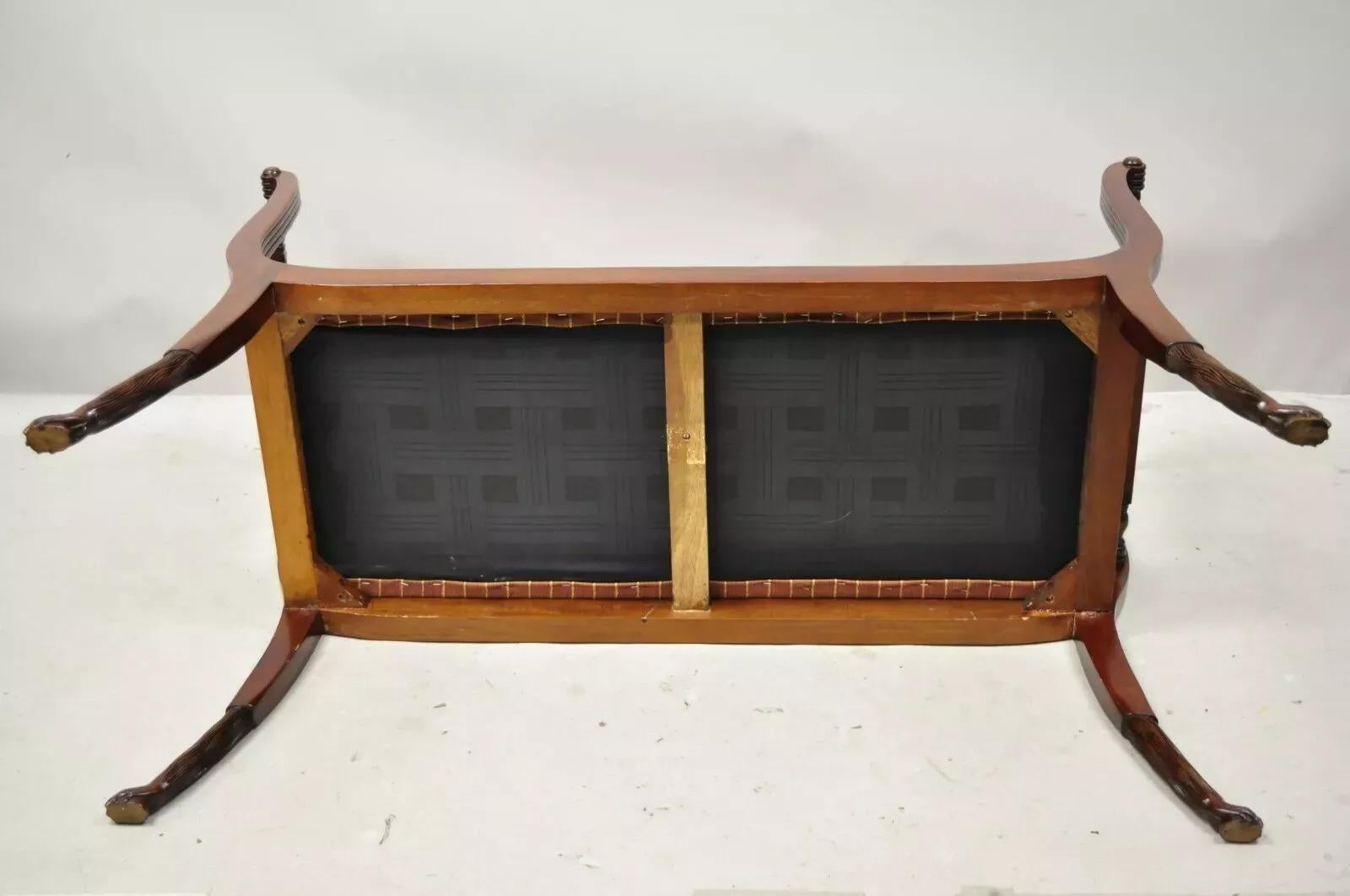Banc Lyre Regency de la fin du 20e siècle, Duncan Phyfe, style Empire, pieds en pattes de crin et laiton en vente 3