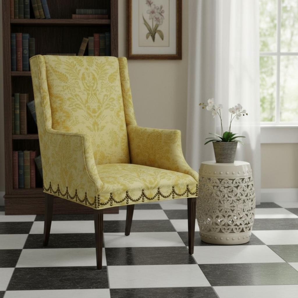 Tissu d'ameublement Fin du 20e siècle Chaise à dossier sur mesure de style Chippendale anglais en vente