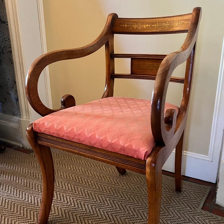 Late 20th C English Regency Style Yew Dining Chairs by Bevan Funnell, 8