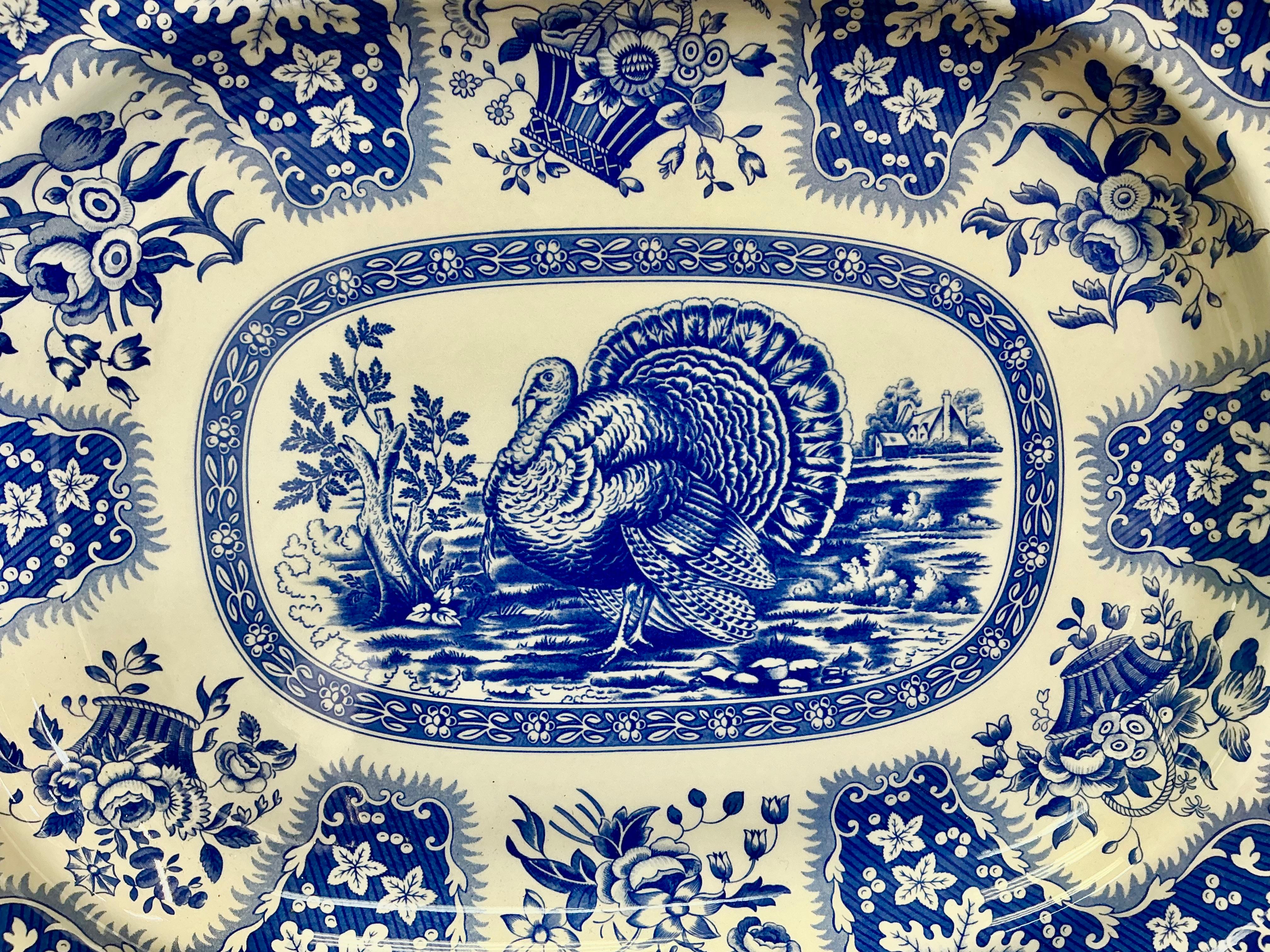 Poteries Fin du 20e siècle Plat à fromage anglais Spode de style victorien bleu et blanc en vente