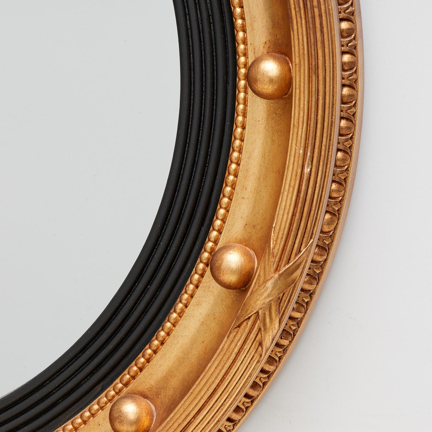 Late 20th C. Federal Style Bull's-Eye Giltwood and Ebonized Mirror In Good Condition In Morristown, NJ
