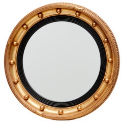 Late 20th C. Federal Style Bull's-Eye Giltwood and Ebonized Mirror